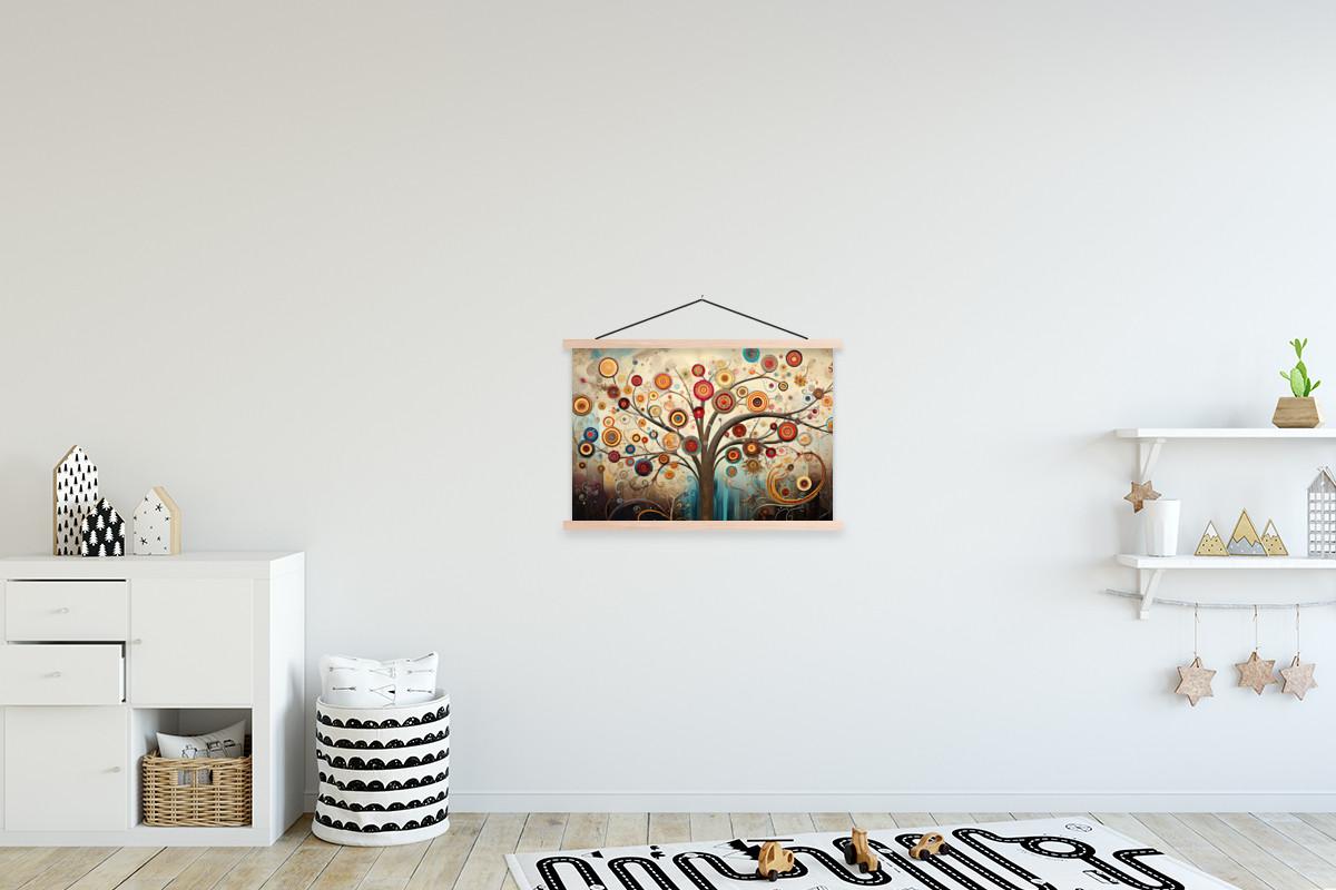 POSTER MIT MAGNETLEISTEN Baum - Baum des Lebens - Farbe Wandbilder 60x40 cm - Braun, Textil (60/40/0.15cm) - MuchoWow