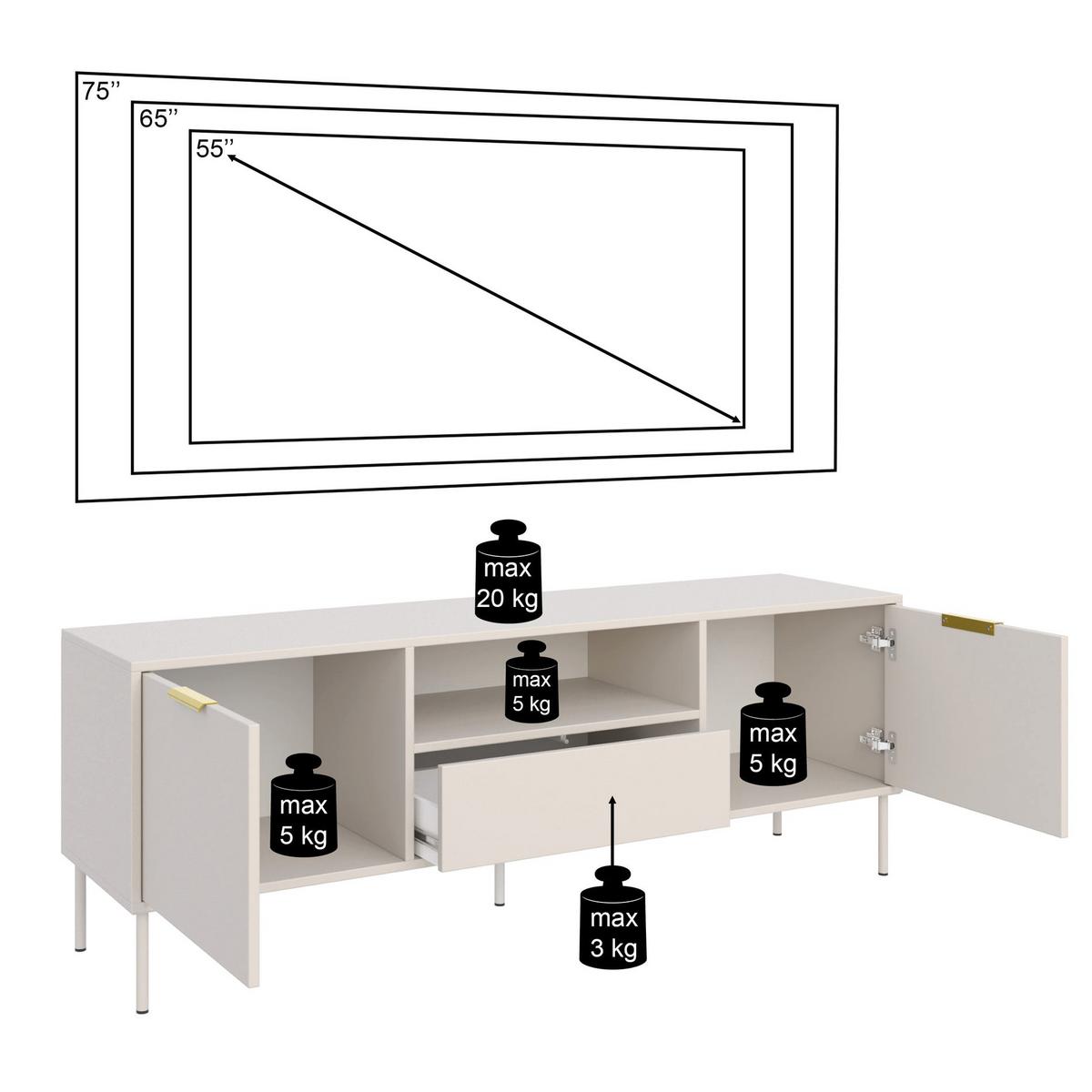 TV-LOWBOARD Vena 2-türig mit Schublade & Fach, Schwarz, 160 cm - Goldfarben/Schwarz, Holzwerkstoff/Kunststoff (160/57/40cm) - Selsey