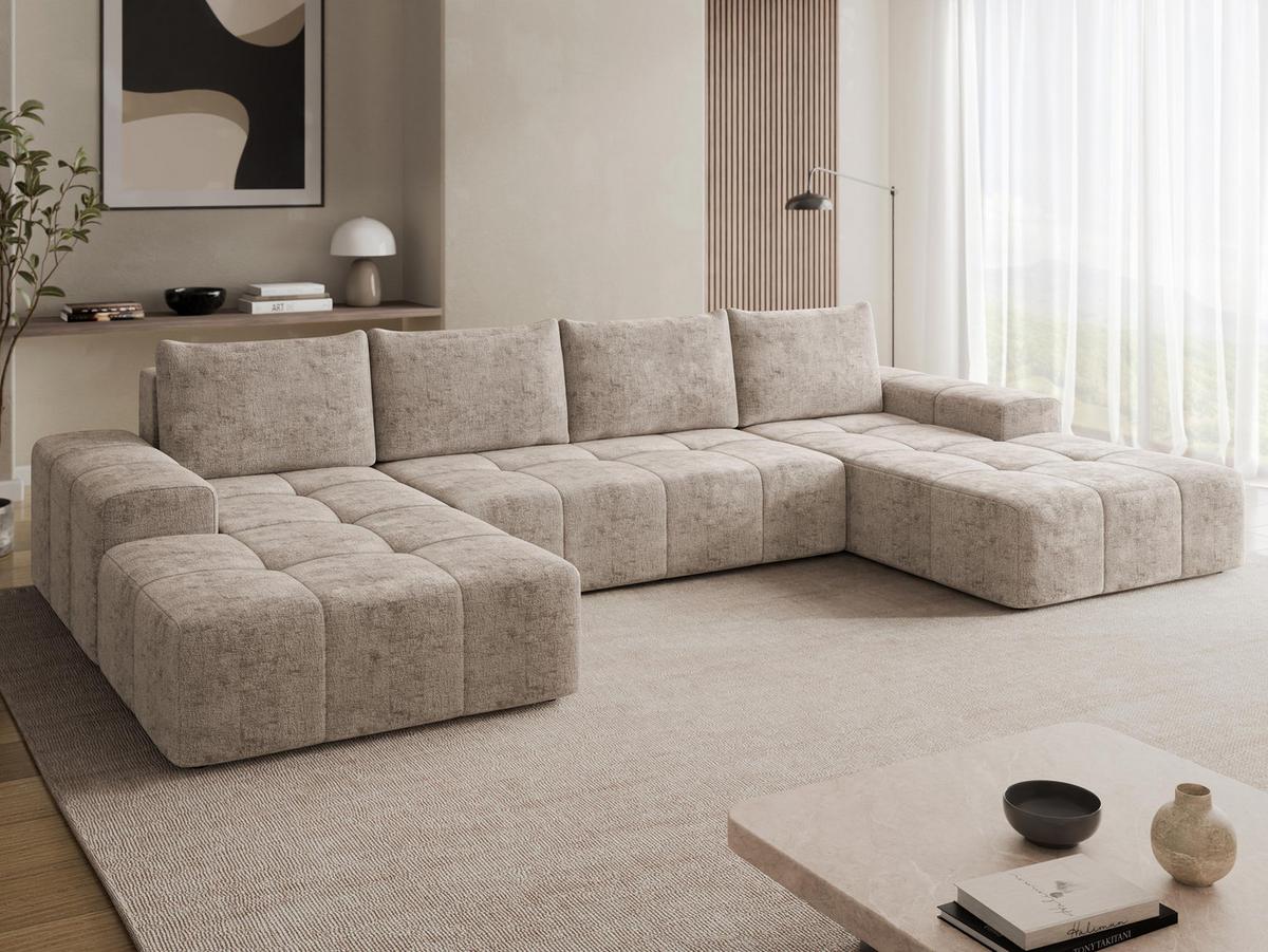 WOHNLANDSCHAFT Tonseo U - Schwarz/Cappuccino, Holz/Kunststoff (344/78/173cm) - MIRJAN24