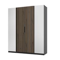 DREHTÜRENSCHRANK CAGLIARI 200/239/61,9cm 4-türig mit Spiegel Schwarz - Goldfarben/Schwarz, Holzwerkstoff (200/239/61.9cm) - MASSENO