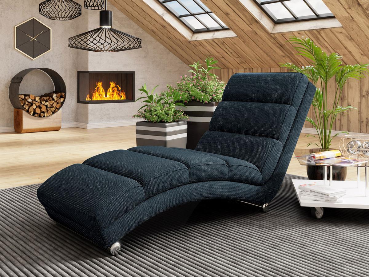 RELAXLIEGE Holiday Premium - Blau/Chromfarben, Holz/Textil (62/84/180cm) - MIRJAN24