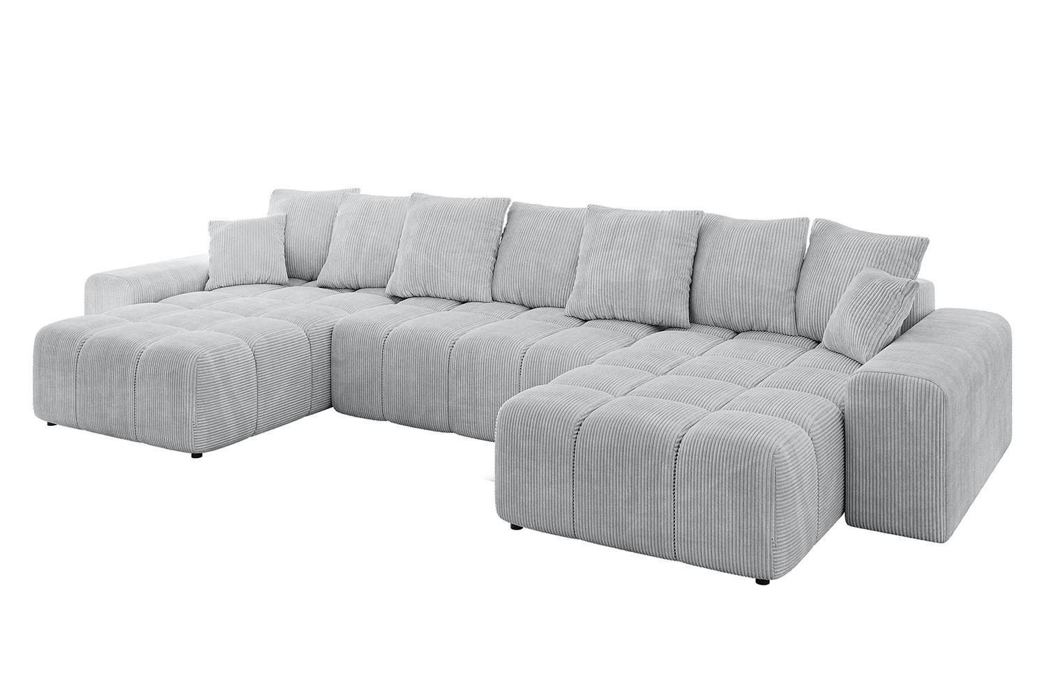 WOHNLANDSCHAFT ENIL-U 401x189x68 Grau Cord - Grau, Holzwerkstoff/Kunststoff (401/68/189cm) - ALTDECOR