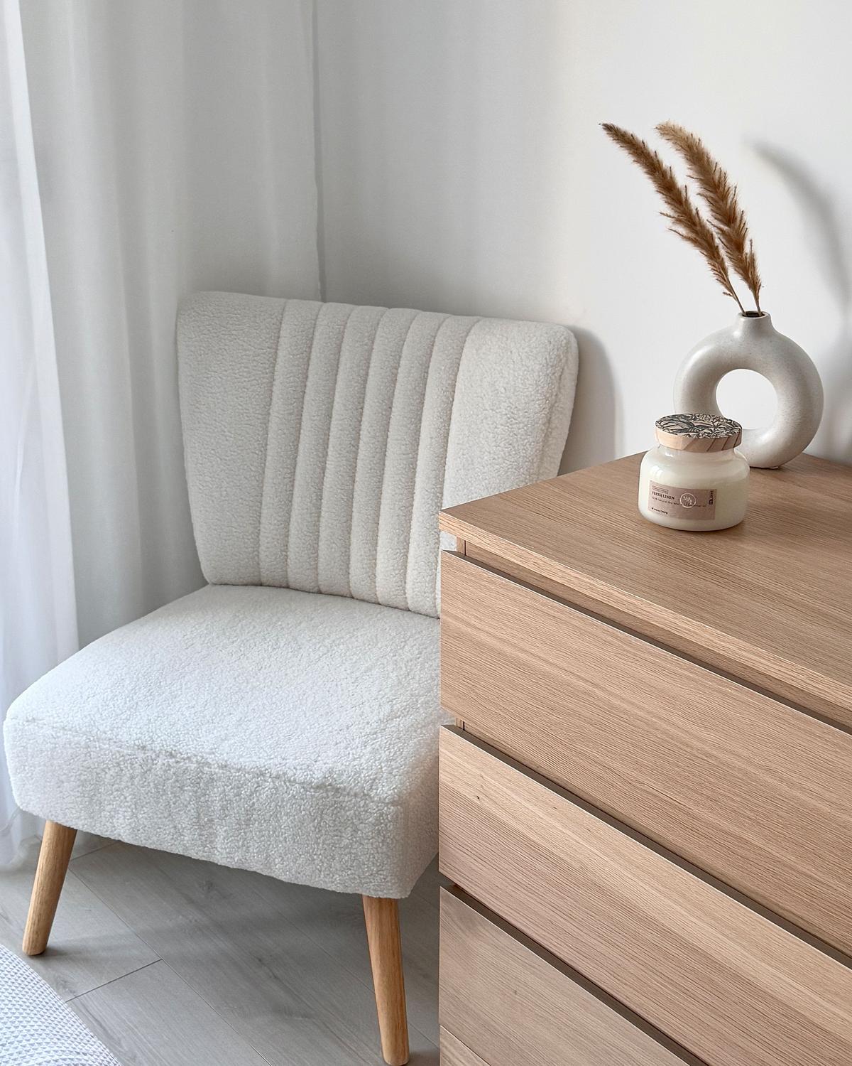 SESSEL Bouclé Weiß Vaasa - Hellbraun/Weiß, Textil (61/85/60cm) - Beliani