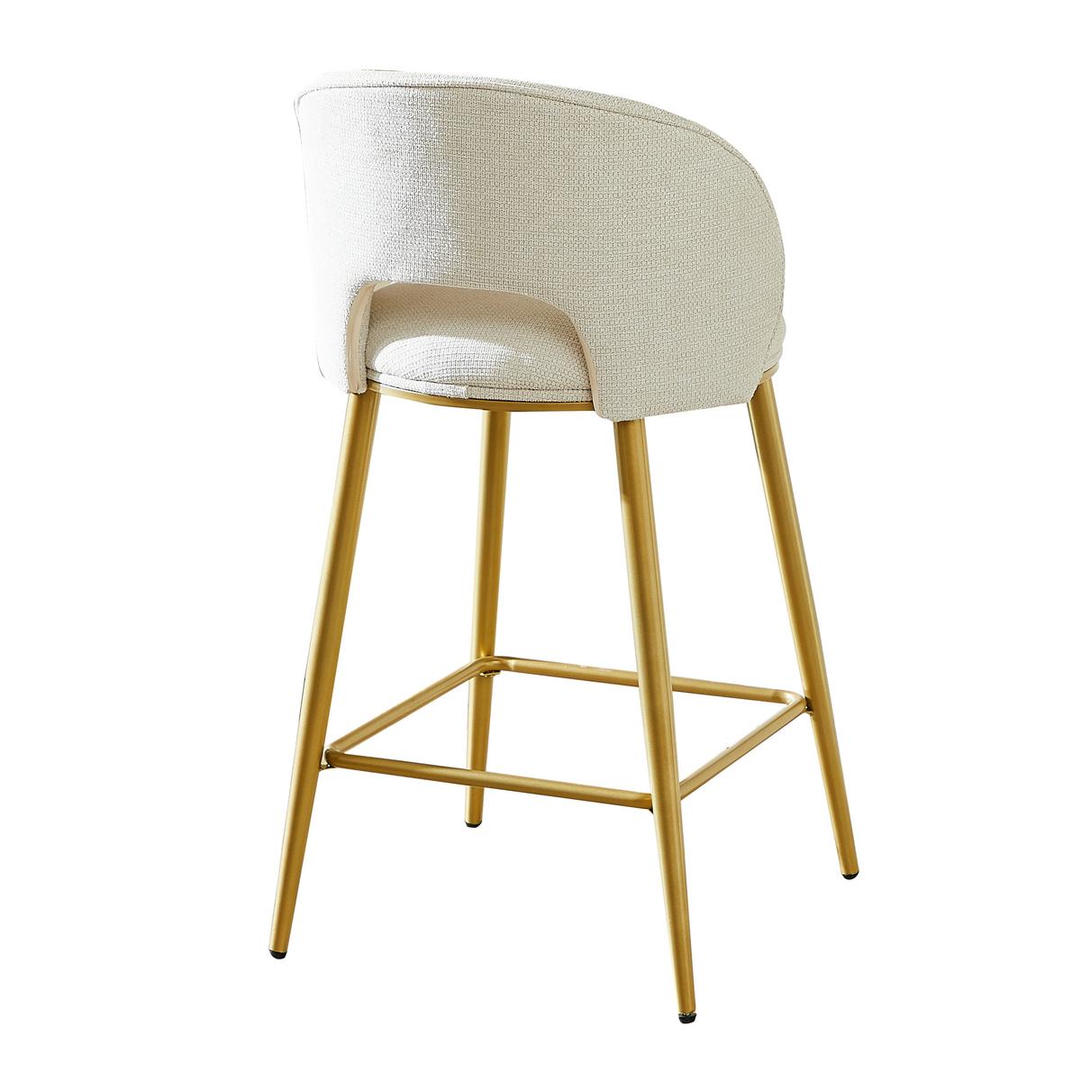 BARHOCKER stoff chenille gepolstert metallgestell mit rückenlehne 2er set - Beige, Textil (56/92/53cm) - Urban Meuble