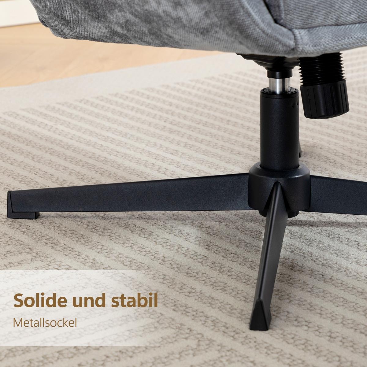 RELAXSESSEL mit Hocker, Fernsehsessel mit hoher Rückenlehne Wippfunktion Grau - Schwarz/Grau, Textil/Metall (66/99/75cm) - HOMCOM