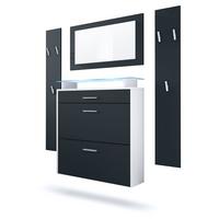 GARDEROBE Malea Front in Schwarz matt - Schwarz, Holzwerkstoff (180/180/23cm) - Vladon