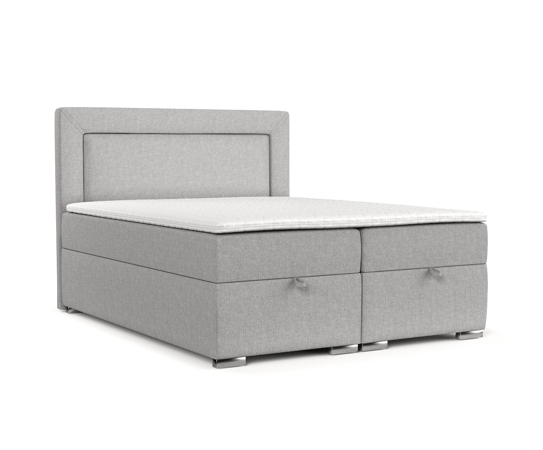 BOXBETT Lontano 120/200 cm Graubeige im Megan Stoff - Chromfarben/Grau, Holz/Holzwerkstoff (120/200cm) - AltaBeds