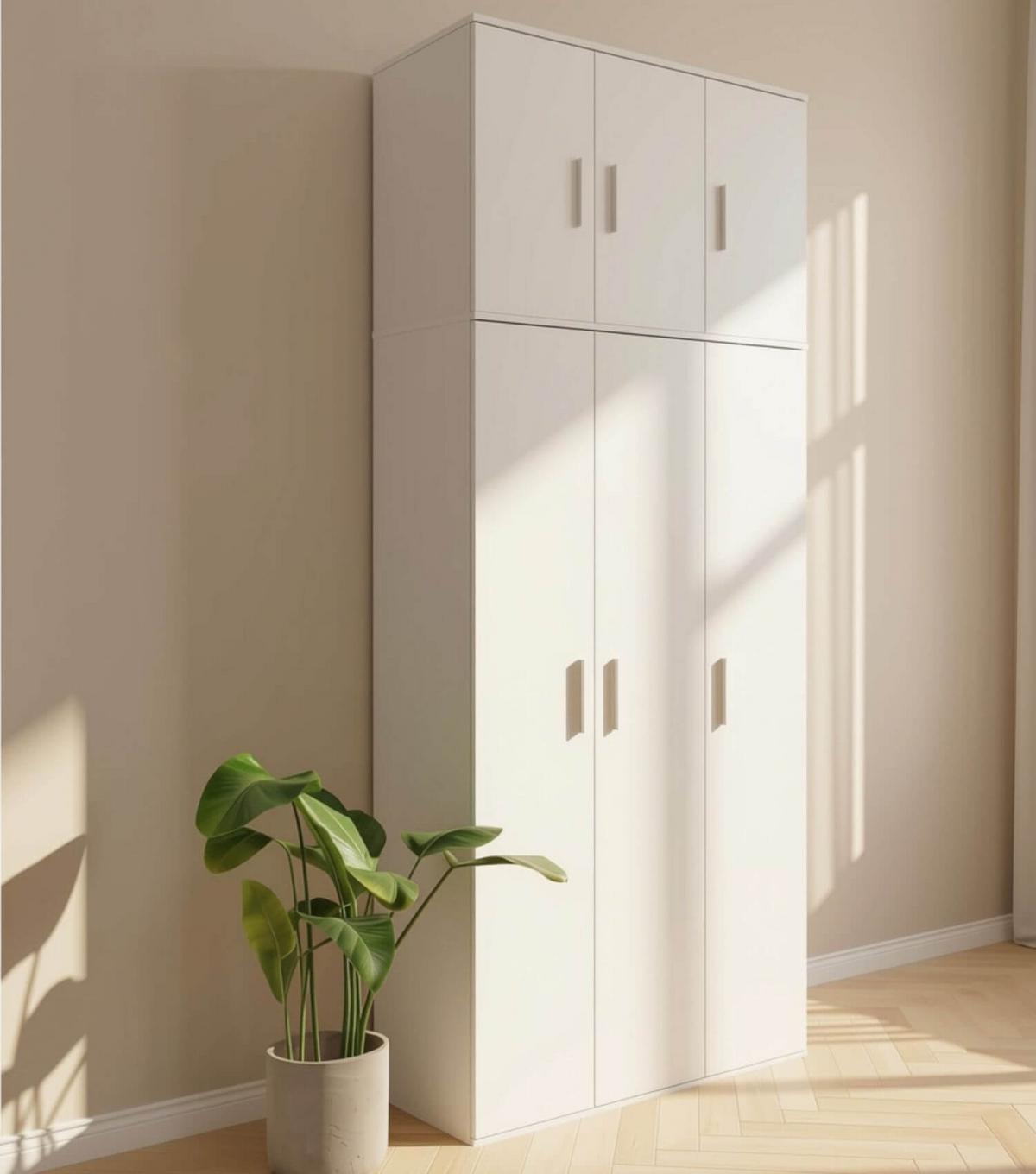 MEHRZWECKSCHRANK Trio - Weiß, Holzwerkstoff (89/230/34.5cm) - Mokebo