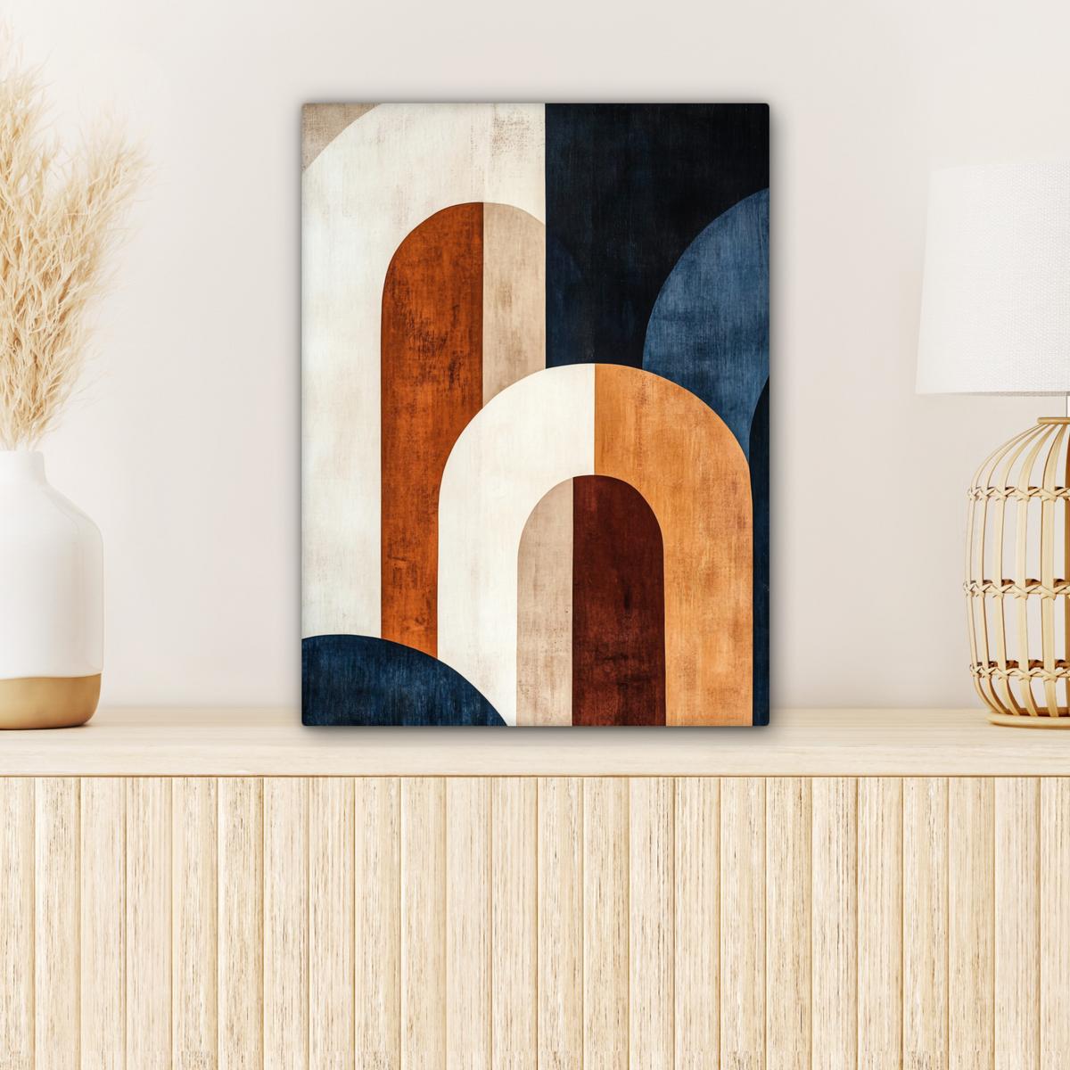 LEINWANDBILD Abstrakt - Formen - Dunkelblau Room Decor 30x40 cm - Cognac, Textil (30/40cm) - MuchoWow