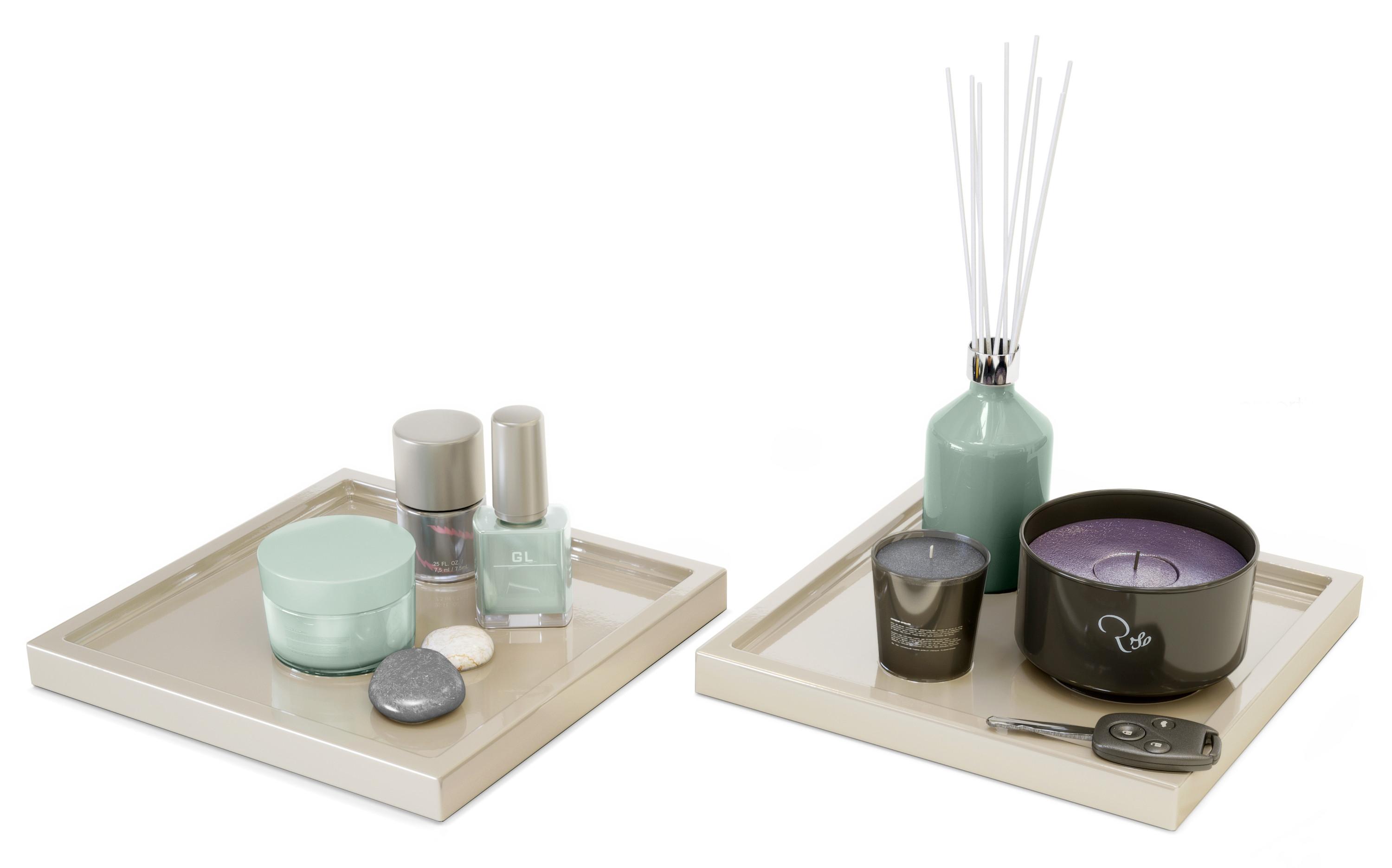 DEKOSCHALE Maya Sandgrau Hochglanz 2er Set - Sandfarben, Holzwerkstoff (1.8cm) - Vladon