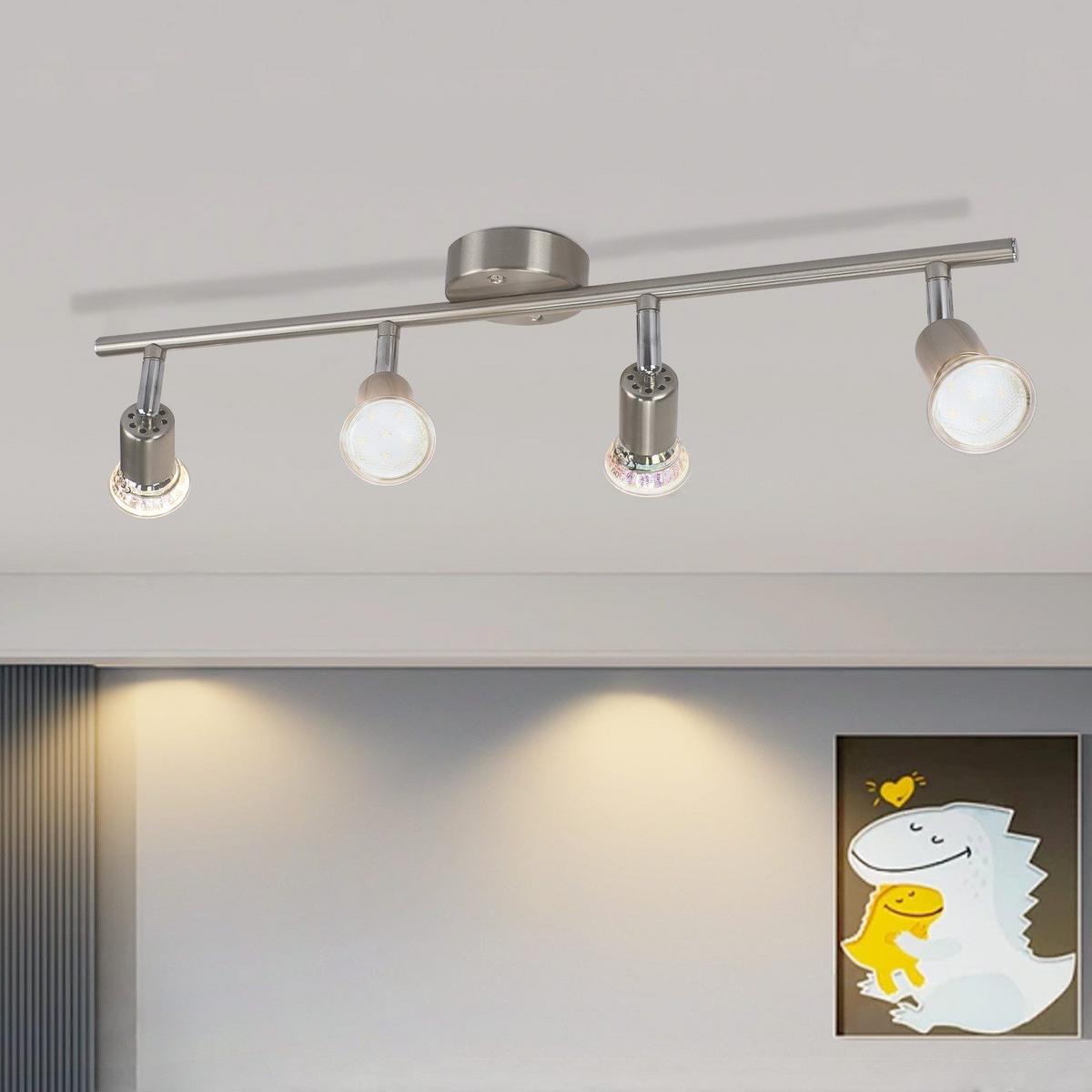 DECKENSTRAHLER 4-flammig Levin 54/15/3.2cm - Silberfarben, Metall (54/15/3.2cm) - Nettlife