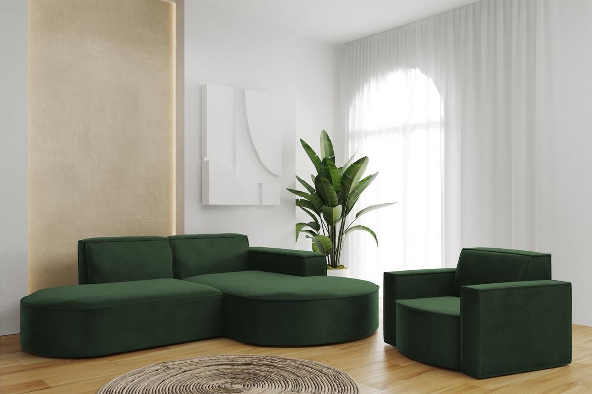 SOFASET Palma Ecksofa Sessel Opera - Grün, Holzwerkstoff/Textil (236/78/165cm) - Fun Möbel