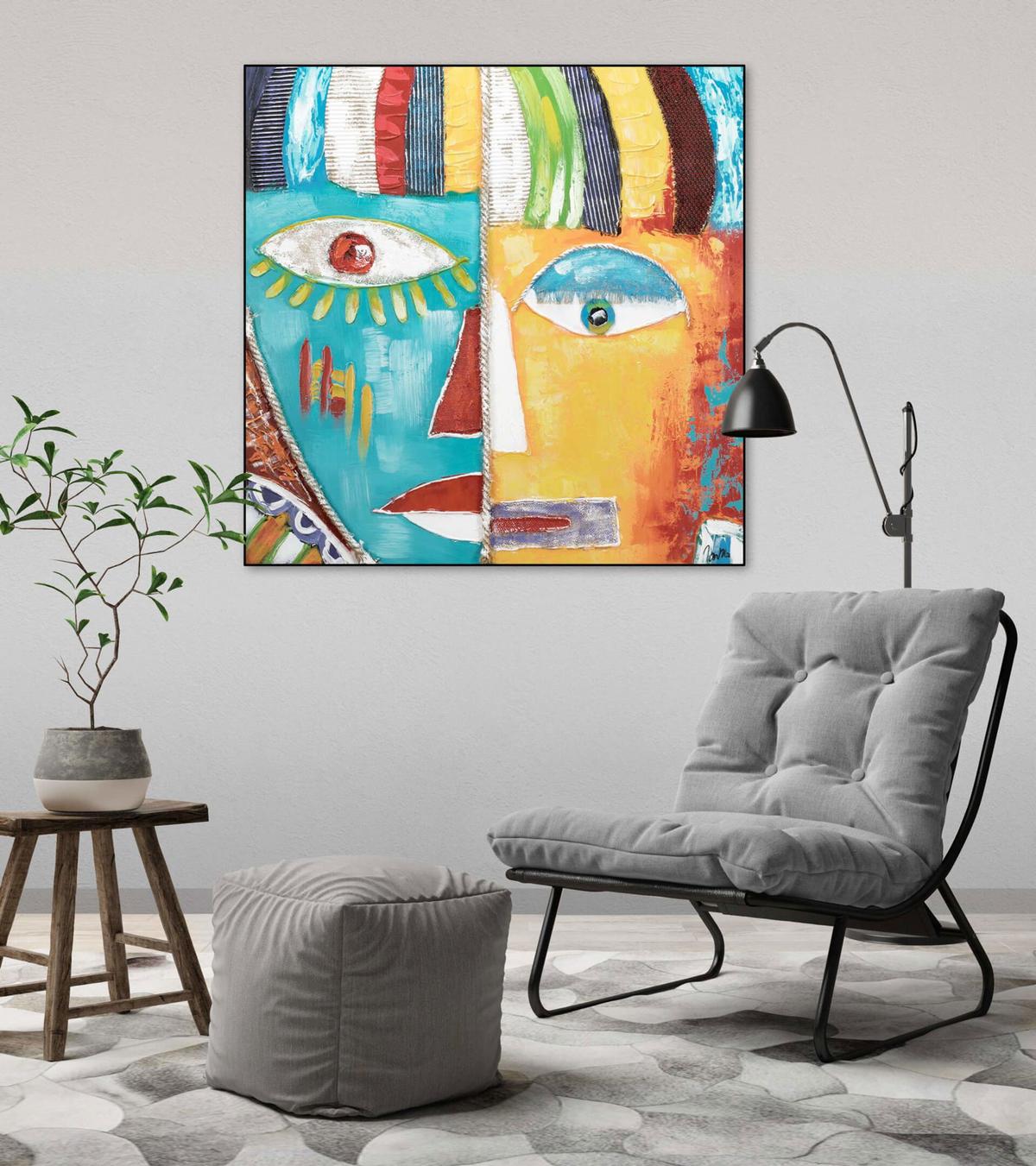 ACRYLBILD HANDGEMALT 80/80 cm - Multicolor, Holz/Textil (80/80cm) - KUNSTLOFT