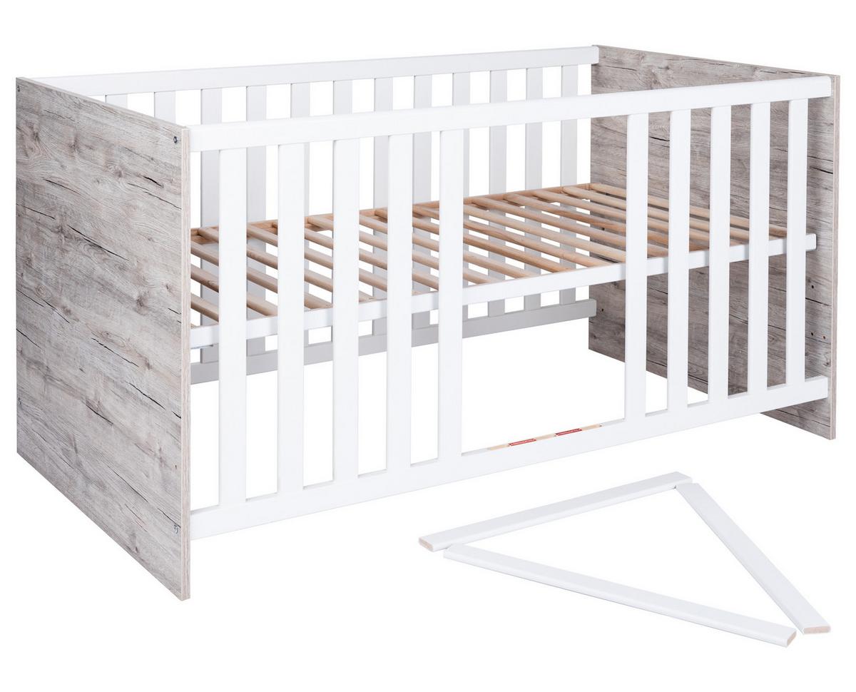 BABYBETT Bente 70 x 140 cm Weiß / Eiche - Eichefarben/Weiß, Holz/Holzwerkstoff (70/140cm) - arthur berndt