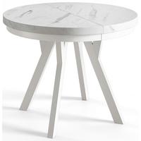 RUNDER Esstisch ausziehbar – Moderner Wohnzimmertisch und Küchentisch – Tisch mit Stabile Konstruktion, Durchmesser 120 cm - 220 cm - Farbe MARMUR - Hellgrau/Weiß, Holzwerkstoff (120/120/77cm) - Alpi-Möbel