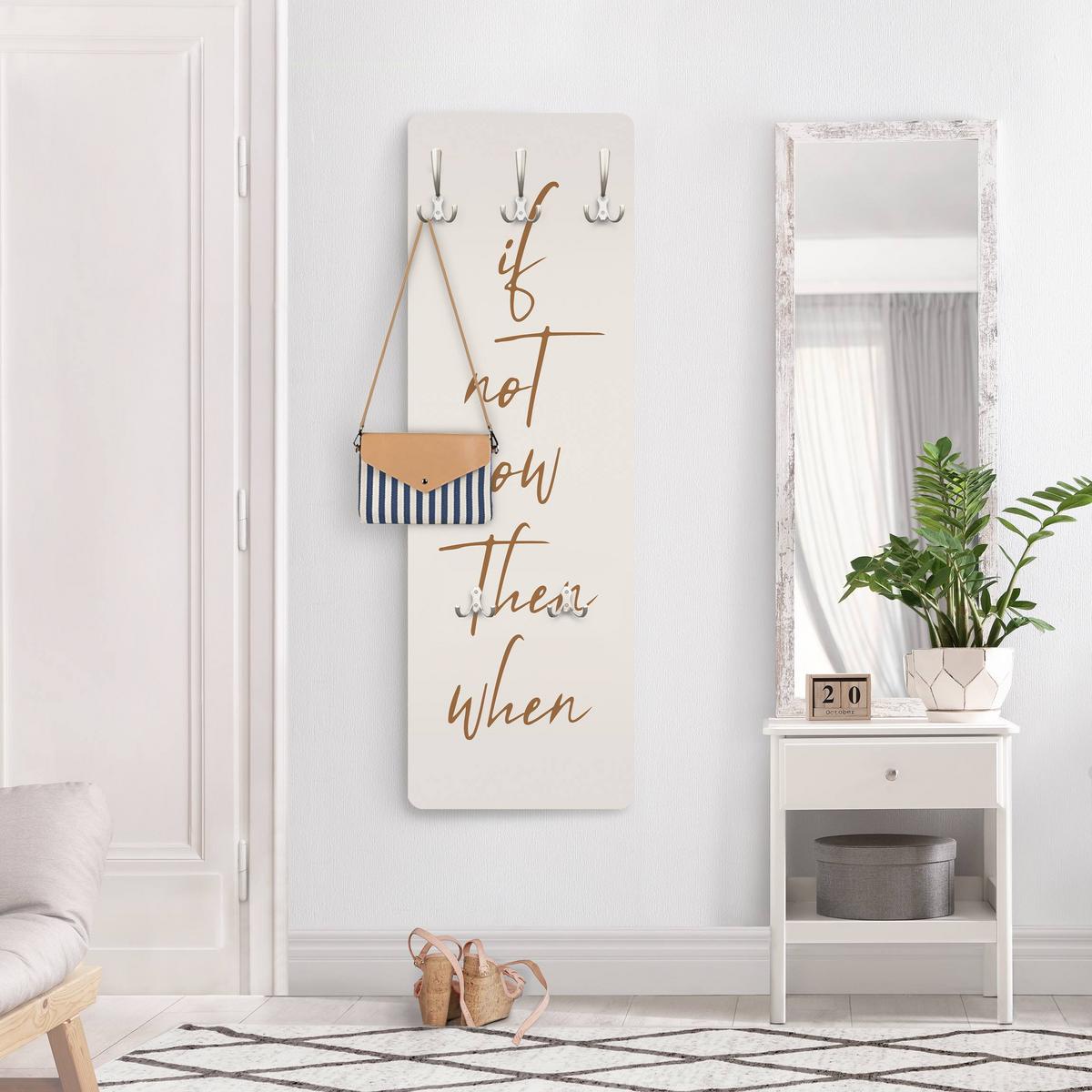 WANDGARDEROBE - If not now then when 34/105 cm - Beige, Holzwerkstoff (34/105/1.6cm) - Bilderwelten