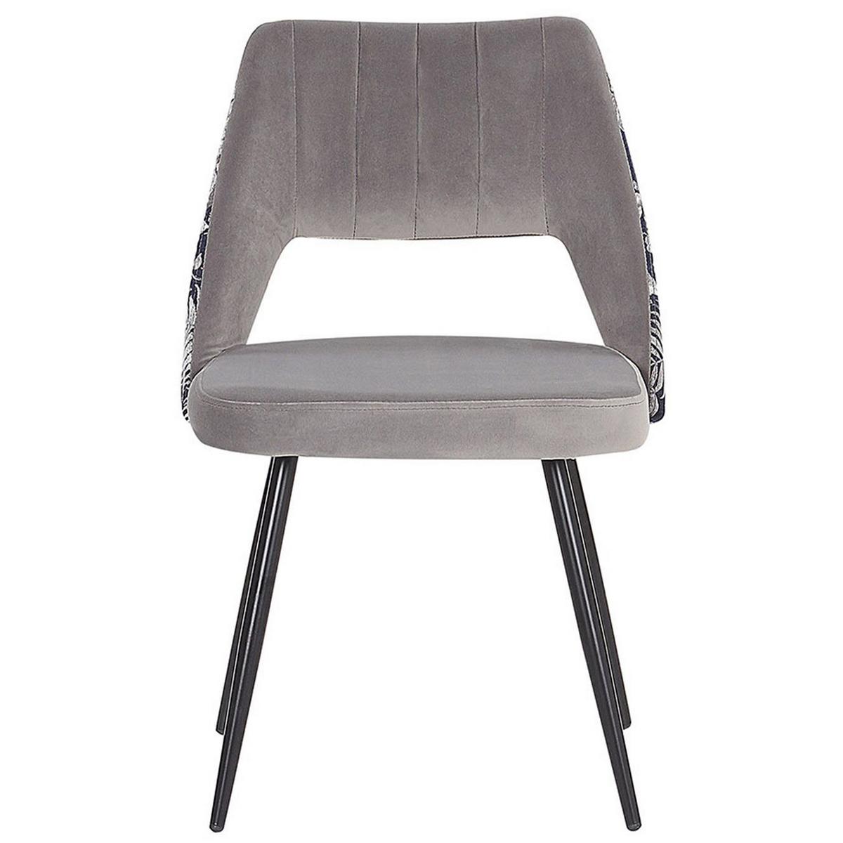 ESSZIMMERSTUHL 2er-Set Samtstoff Grau Ansley - Grau, Textil/Metall (50/79/43cm) - Beliani