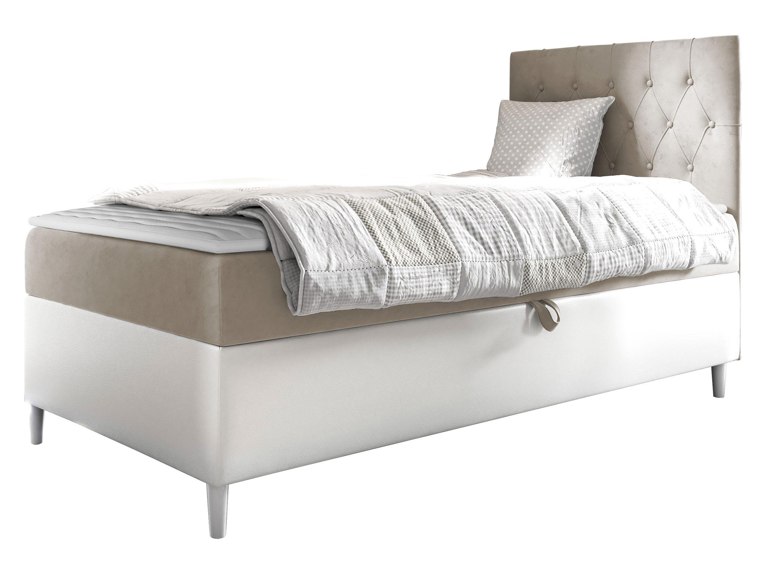 BOXBETT Filip Junior 1, Seite zum Öffnen des Bettkastens: Rechts - H3 - Creme/Weiß, Holz (90/200cm) - MIRJAN24