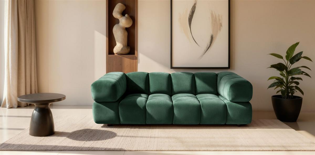 SOFA 3-sitzer Blanche In Bluvel - Grün, Holzwerkstoff/Textil (240/70/96cm) - Fun Möbel