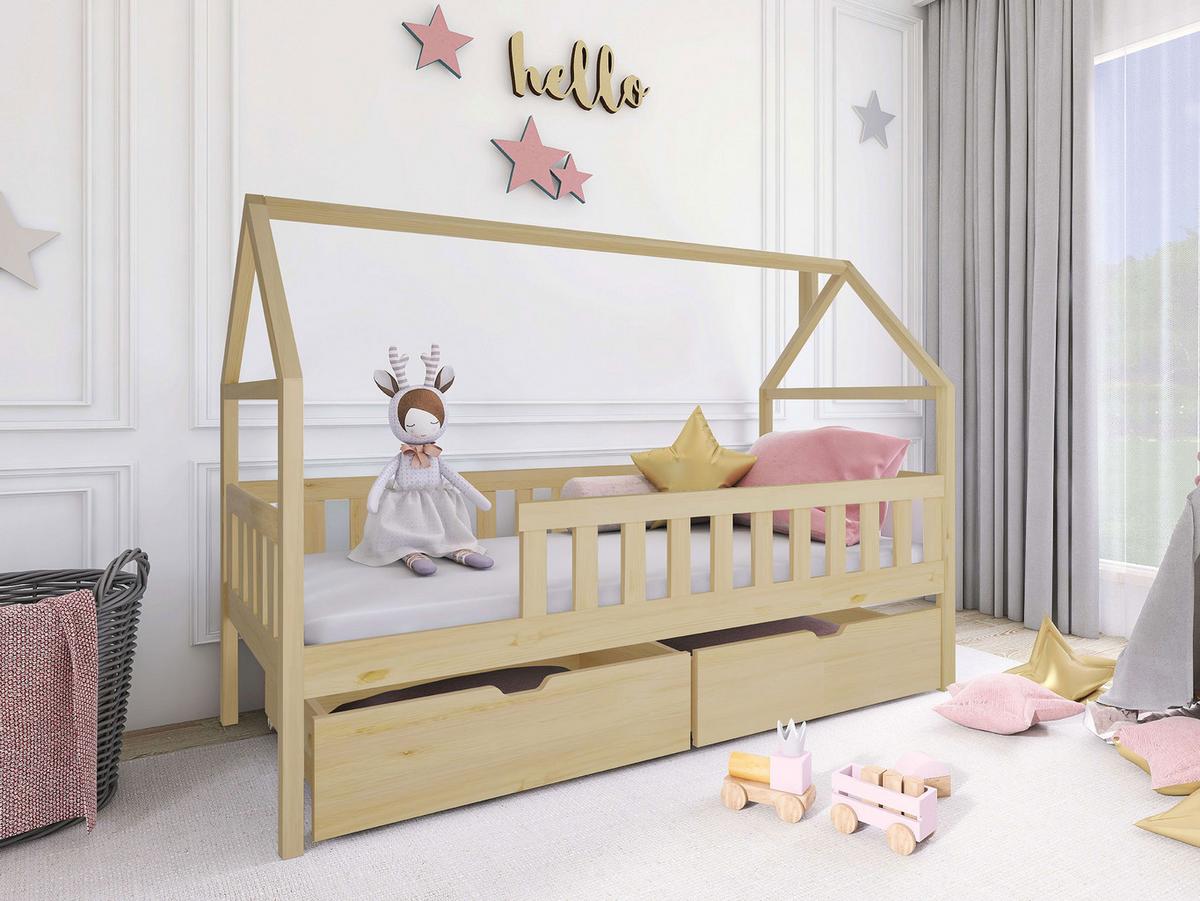 HAUSBETT Domi - Naturfarben, Holz (90/200cm) - MIRJAN24