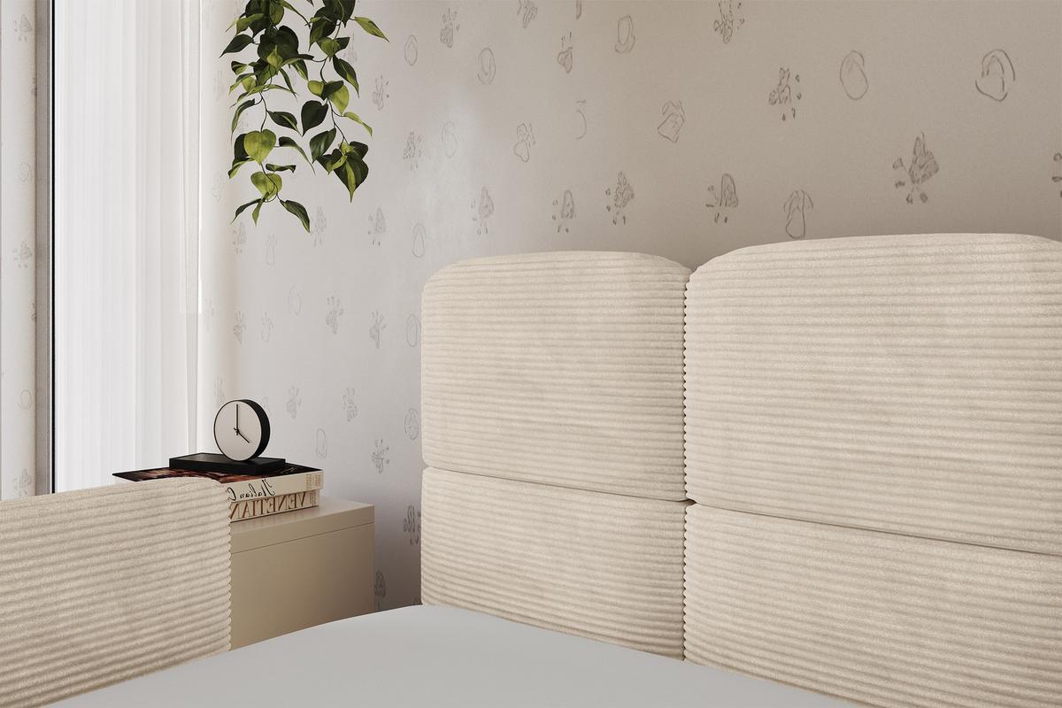 EINZELLBETT Jugendbett mit Bettkasten und Matratze H3/H4, Rechts - KIVY 80x200 Beige - Kaschmir, Holzwerkstoff/Textil (80/200cm) - ALTDECOR