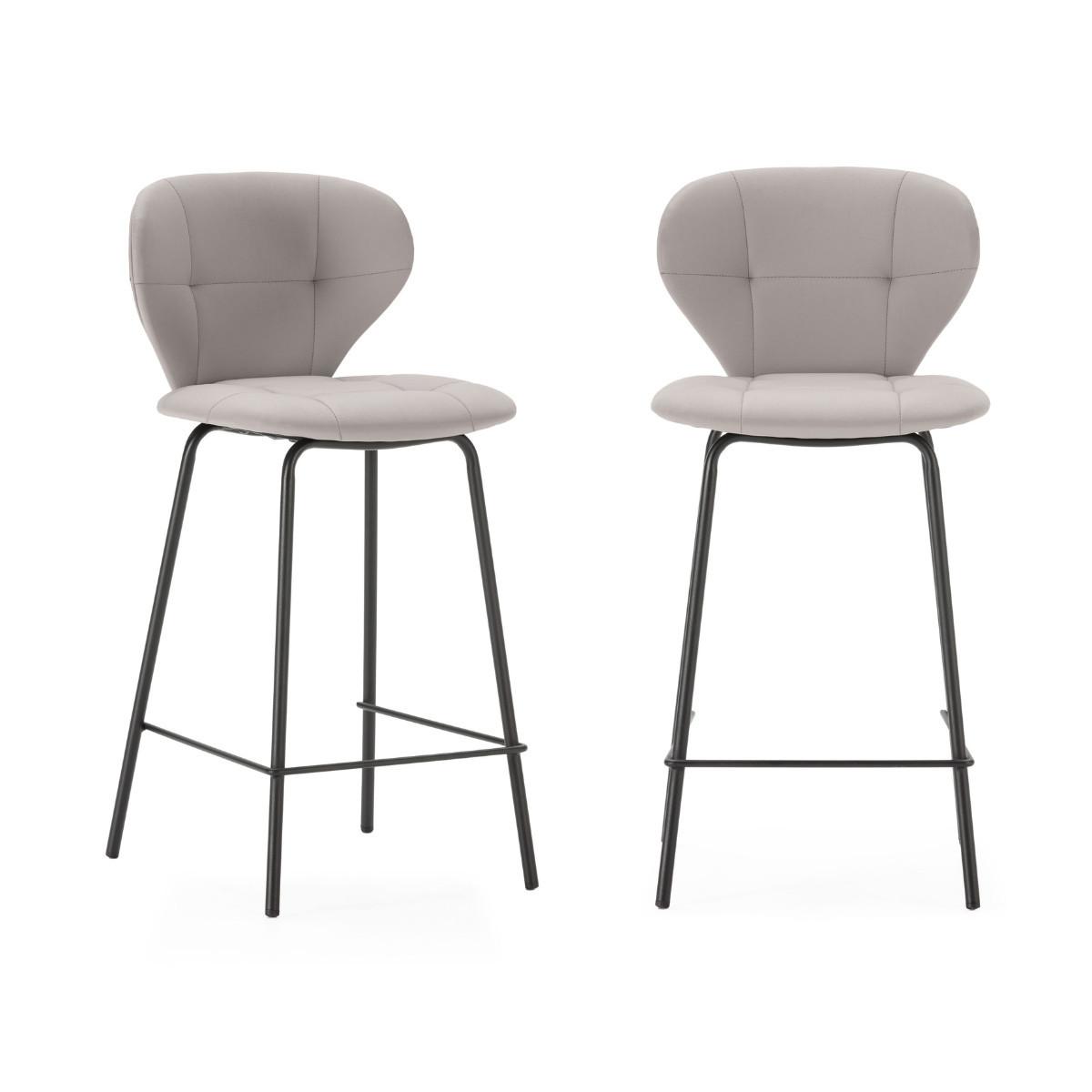 HOCKERN (Set aus 2) mit schwarzen metallbeinen - maura 45/52/67 cm - Beige, Kunststoff (52/67/45cm) - Calicosy