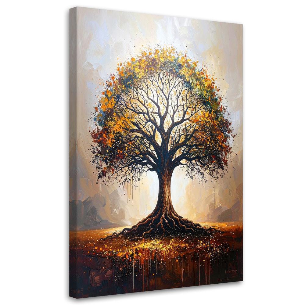 BILD auf Leinwand, Bunter Baum der Liebe Natur - Grün, Textil (60/90cm) - Feeby