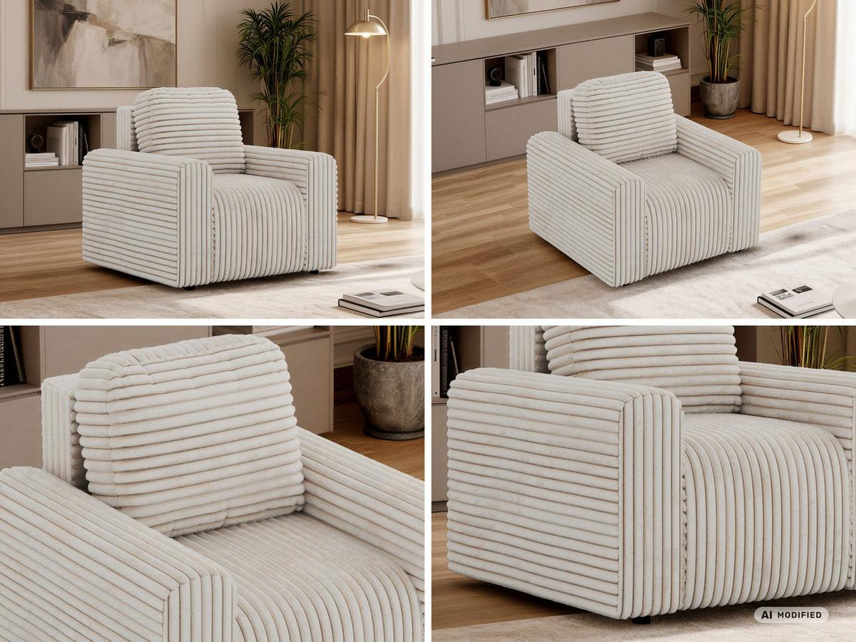 SESSEL NESSARO - Beige Cord - Beige/Schwarz, Kunststoff/Textil (96/94/90cm) - MKS