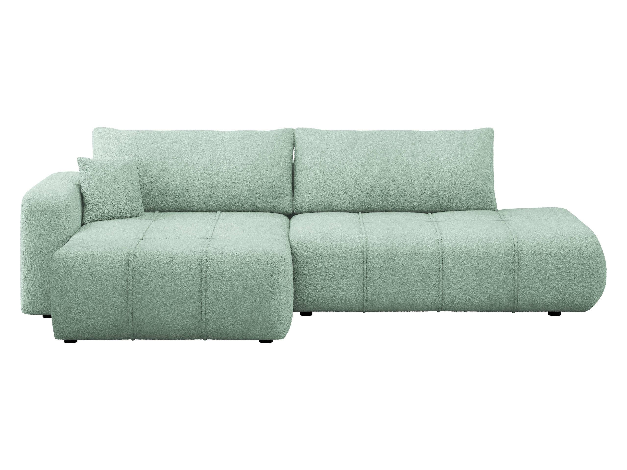 ECKSOFA Furyn O Boucle, Seite: Links - Schwarz/Mintgrün, Holzwerkstoff/Kunststoff (262/145cm) - MIRJAN24