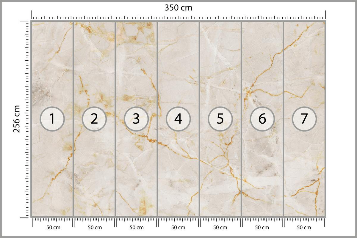 FOTOTAPETE für Schlafzimmer Beiger Marmor Abstraktion 350x256 - Gelb/Beige, Papier (350/256cm) - Muralo