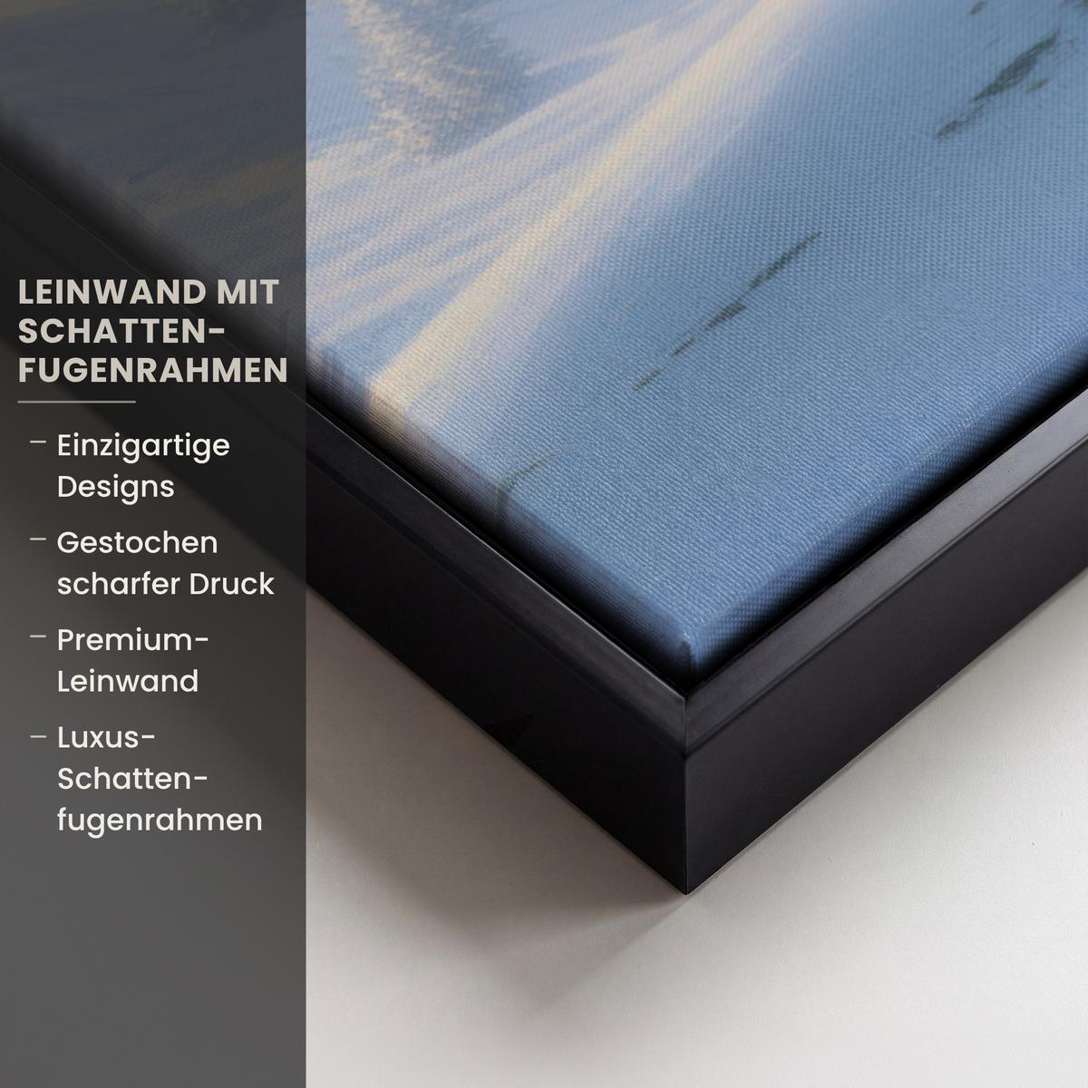 LEINWAND Bilder mit Rahmen - Baum - Jahreszeiten - Winter - Landschaft - 60x40 - Multicolor, Textil (60/40cm) - MuchoWow