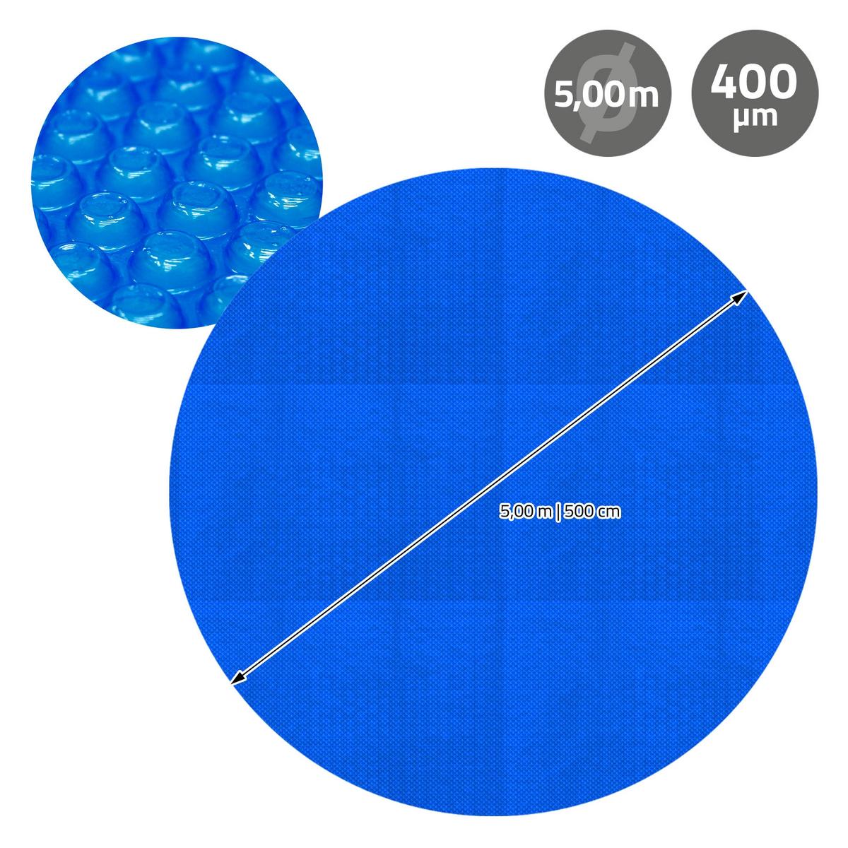 POOL SOLARFOLIE rund Ø 500 cm Blau 400µm aus PE-Luftpolster - Blau, Kunststoff (500/500cm) - ECD-Germany