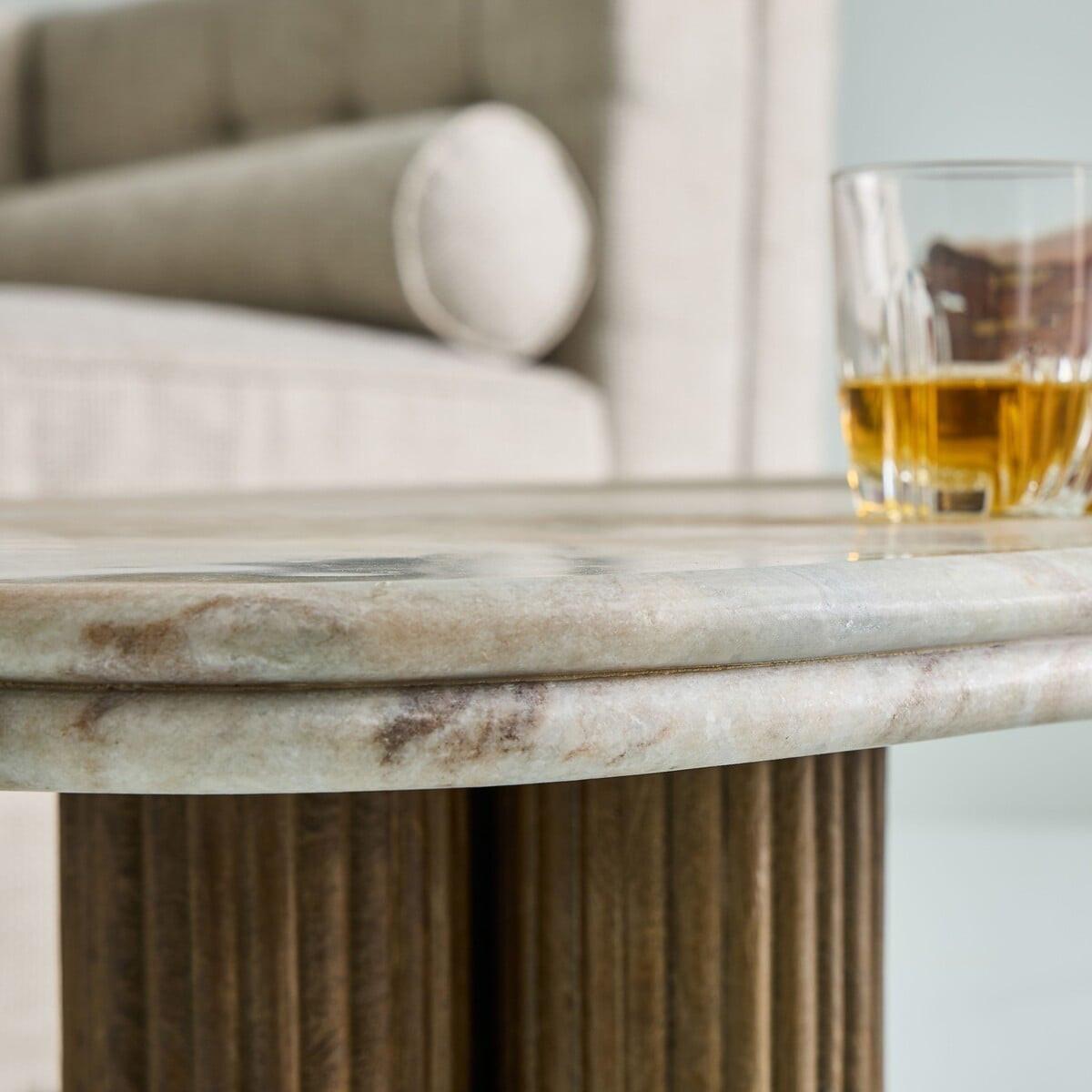 COUCHTISCH mit Marmorplatte 50/120/41,5 cm - Braun, Naturmaterialien (12.5/50/41.5cm) - Signature