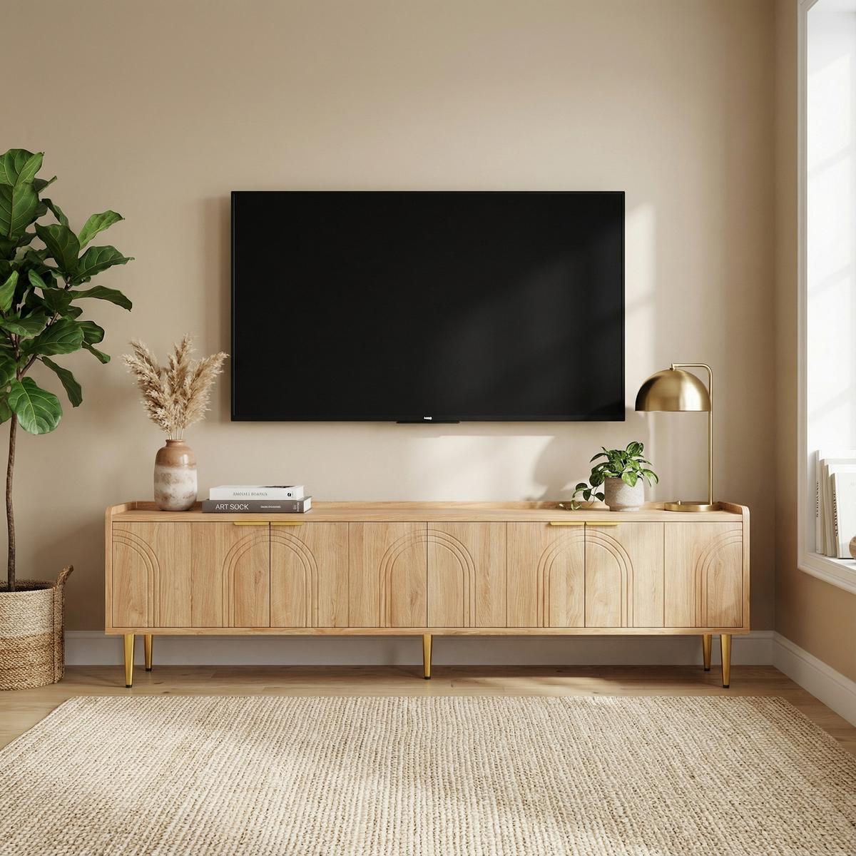 TV-LOWBOARD 170 cm in Natur Holzoptik - Schwarz, Holzwerkstoff (170/48/35cm) - Urban Meuble