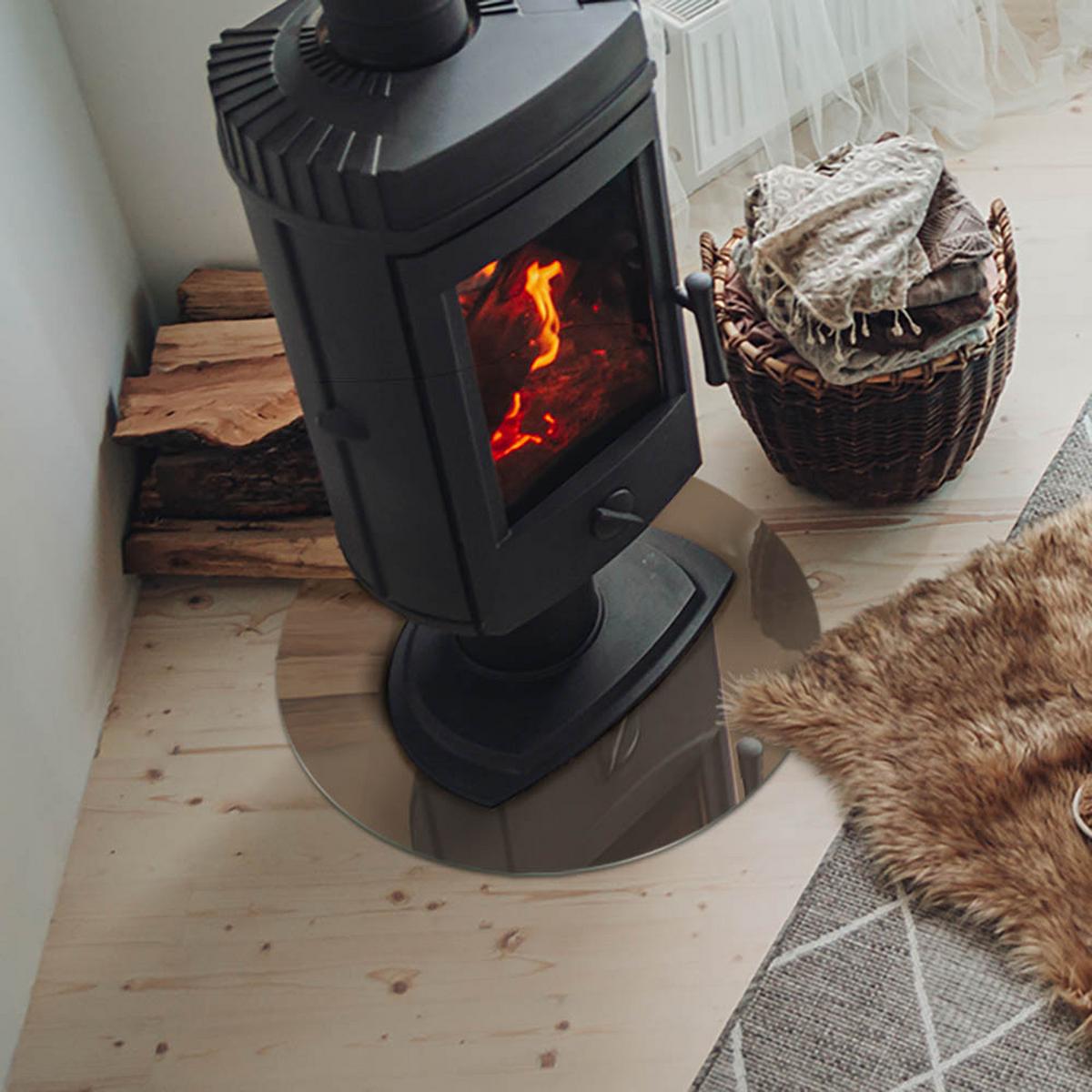 GLASPLATTE für Kamin Ø 50 cm - Braun, Glas (50/50/0.4cm) - TULUP