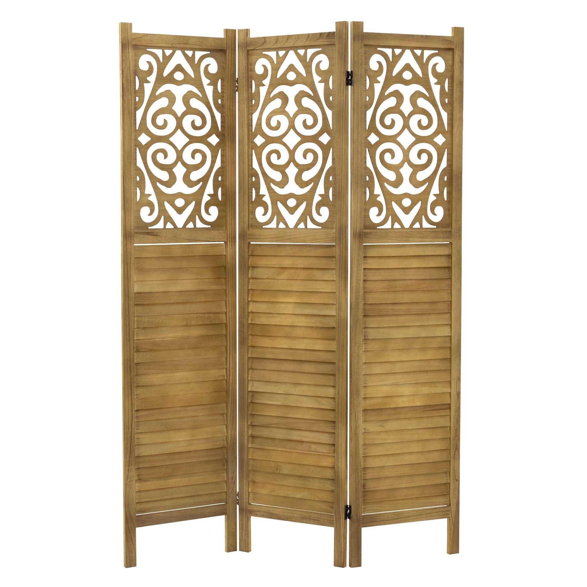 PARAVENT 3 teilig Tokio 170x121 cm Naturaus Holz - Braun, Holz (121/170/2cm) - ML-DESIGN