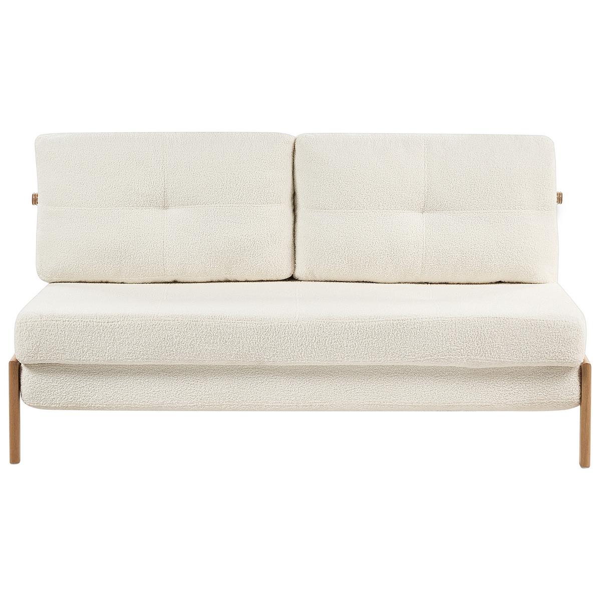 2-SITZER-SCHLAFSOFA Bouclé cremeweiß Edland - Hellbraun/Weiß, Textil (152/76/96cm) - Beliani