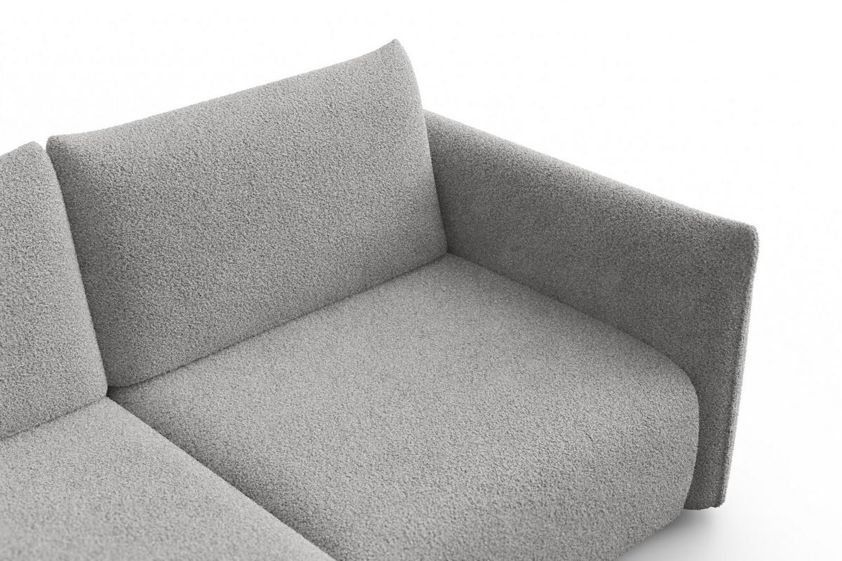 ECKSOFA TAUER 3-Sitzer LINKS, Bouclé-Stoff hellgrau - Schwarz/Grau, Holz/Textil (173/206cm) - Courtois Laville