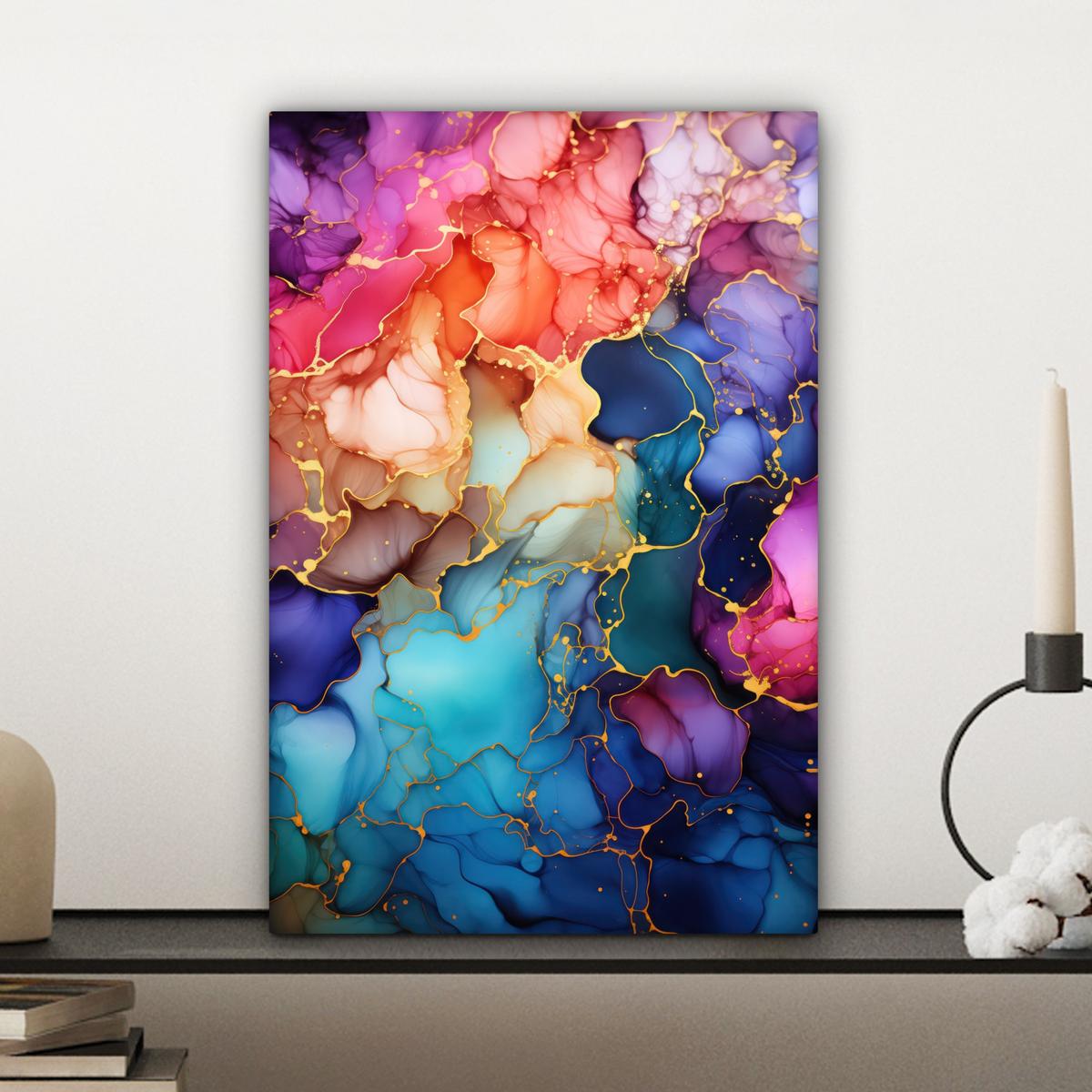 LEINWANDBILD Marmor - Bunt - Abstrakt Deko Wohnzimmer 20x30 cm - Multicolor, Textil (20/30cm) - MuchoWow
