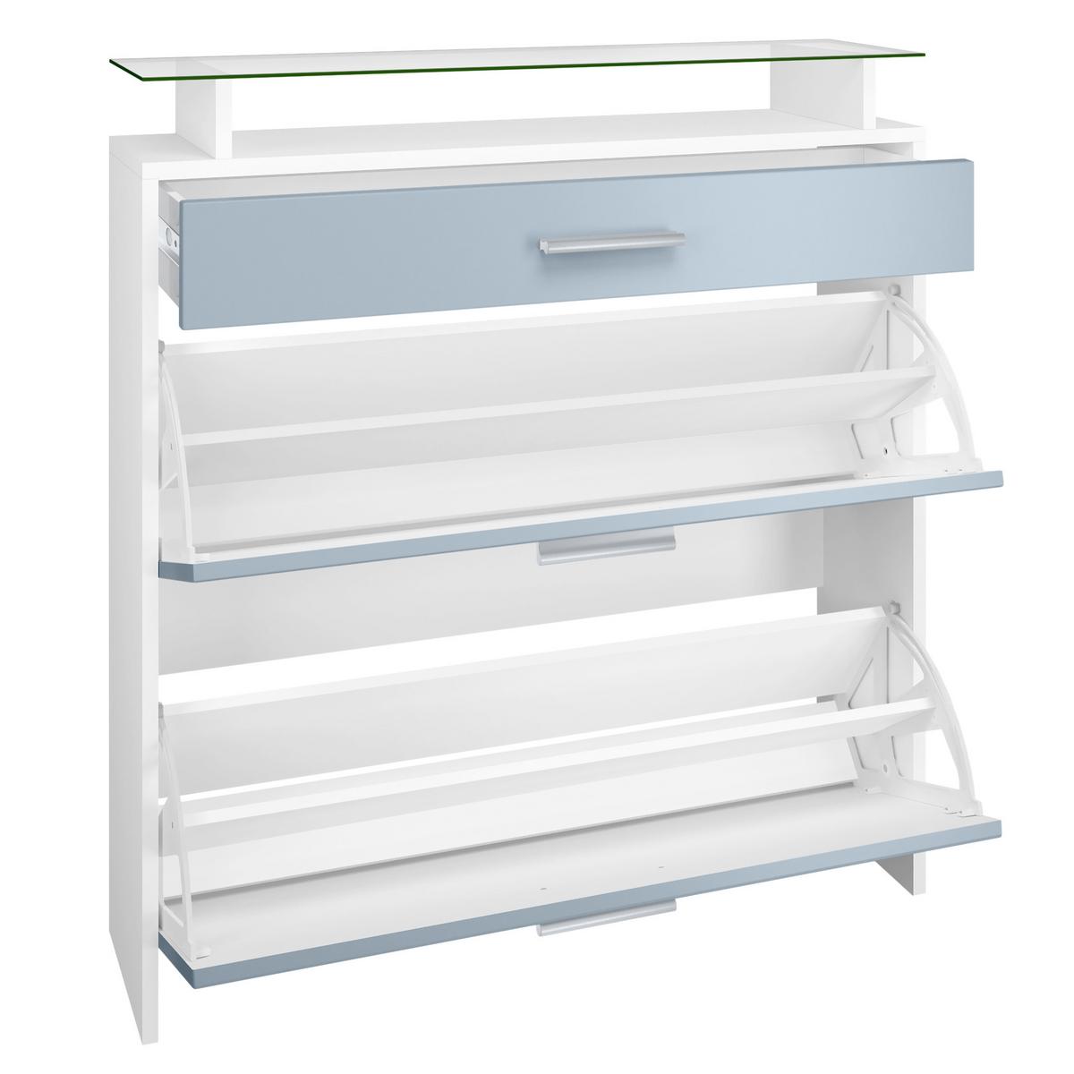 SCHUHSCHRANK Malea Front in Weiß matt - Weiß, Holzwerkstoff (89/96/23cm) - Vladon