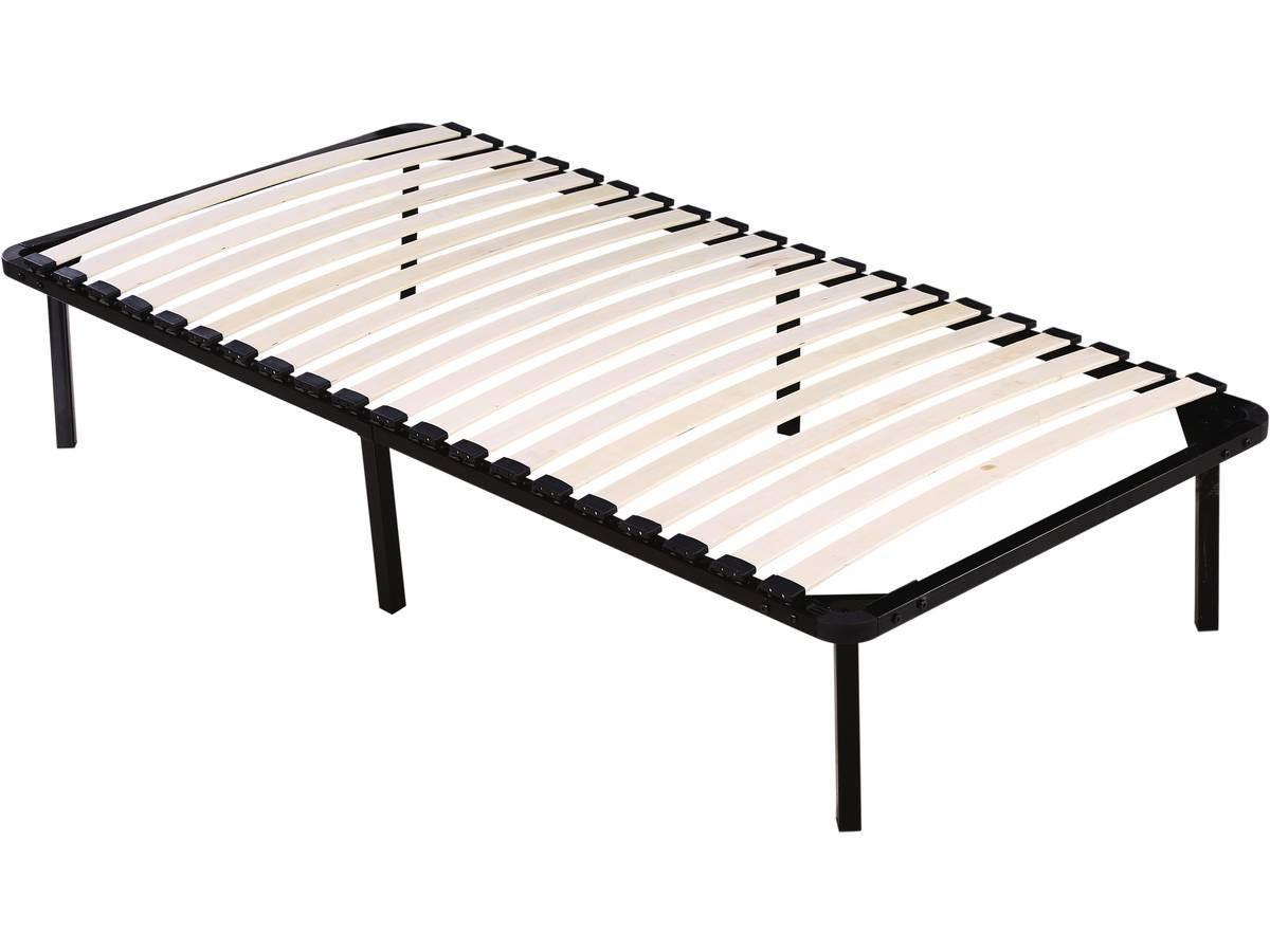 LATTENROST cadre à lattes + pieds pour matelas de 90 x 190 cm - 20 lattes Schwarz - Schwarz, Metall (192/92cm) - Habitat Garten