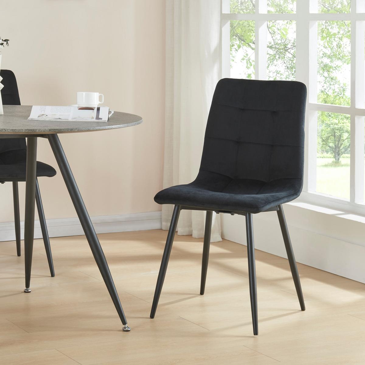ESSZIMMERSTUHL-SET 2 TLG. Lexnitz - Schwarz, Textil/Metall (44/89/45cm) - [en.casa]