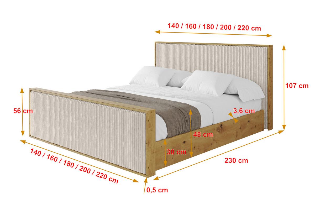 POLSTERBETT mit Bettkasten und Lattenrost, Boxbett mit Stauraum und Kopftei mit Matratze H3/H4 - ENZO10 160x200 Creme - Creme, Holzwerkstoff/Textil (160/200cm) - ALTDECOR