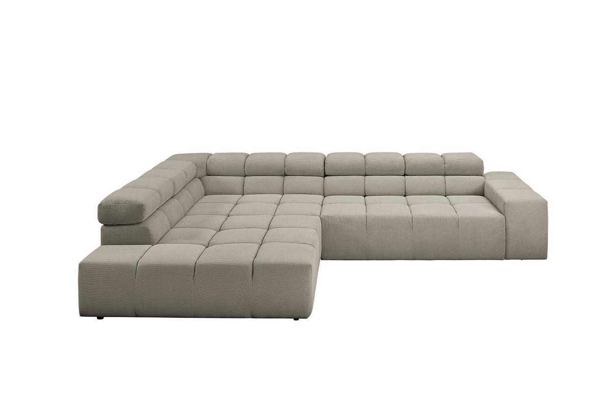 ECKSOFA NEVADA Grau Cord - Schwarz/Grau, Kunststoff/Textil (319/215cm) - KAWOLA