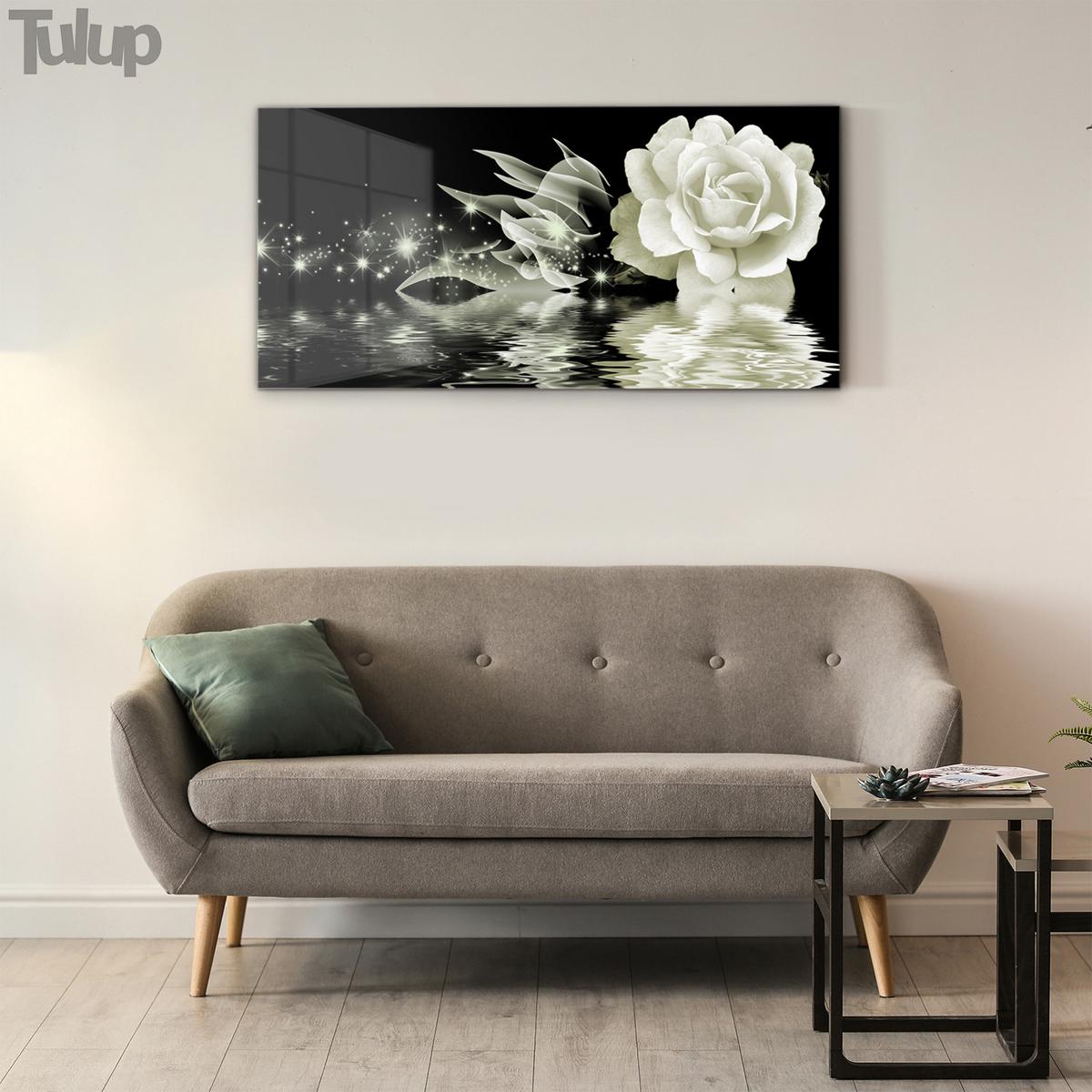 GLASBILD 140x70 cm Die Rose - Schwarz, Glas (140/70cm) - TULUP