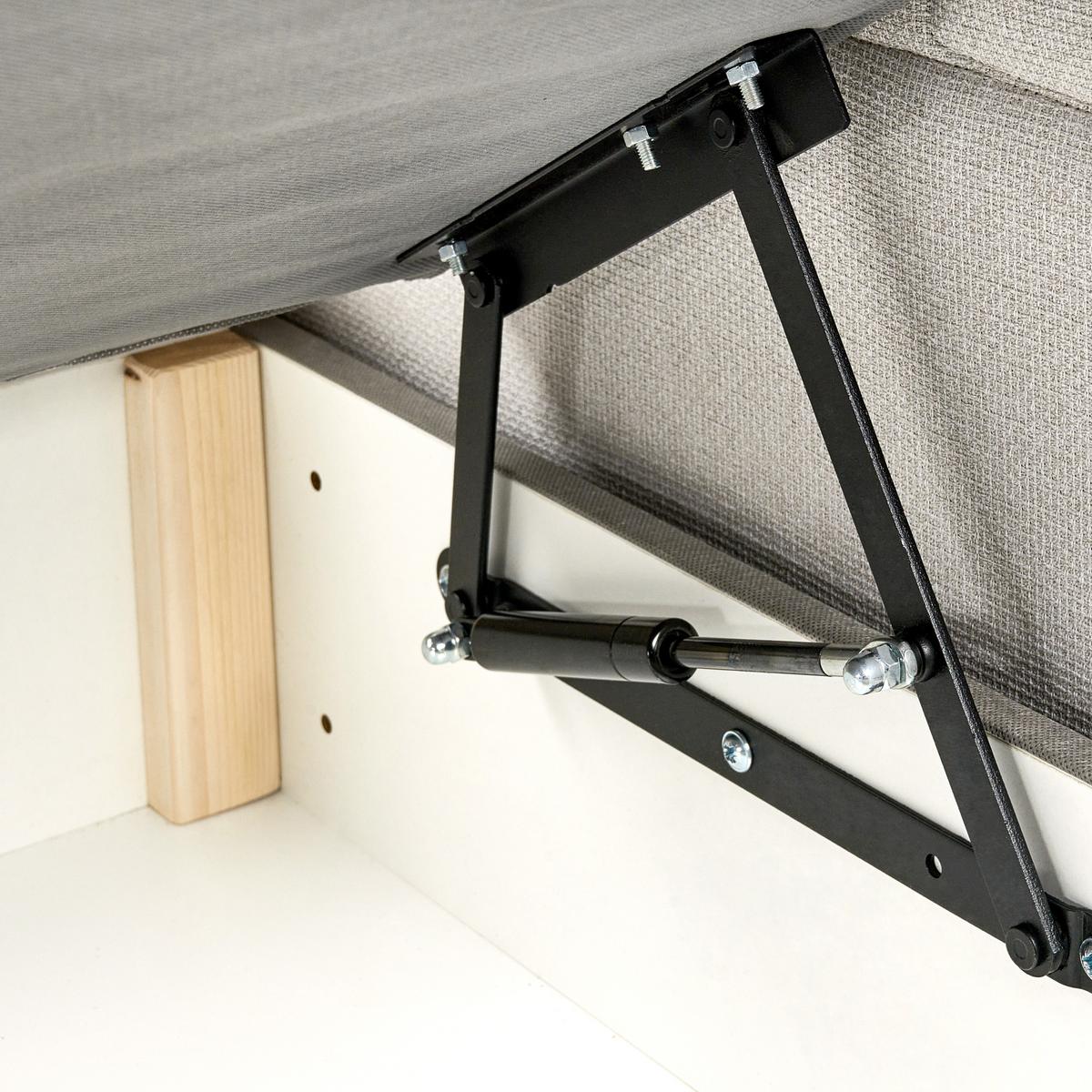 BOXSPRINGBETT mit Stauraum 160/200 cm Stoff Hellbraun Officer - Hellbraun, Textil (160/200cm) - Beliani