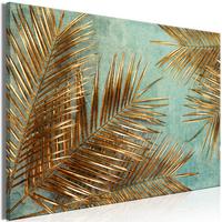 KUNSTDRUCK Gold 90/60 cm - Goldfarben/Grün, Textil (90/60cm) - KUNSTLOFT