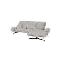 ECKSOFA Loris Grau Samt - Ottomane rechts - Schwarz/Grau, Holz/Textil (294/175cm) - S-Style Möbel