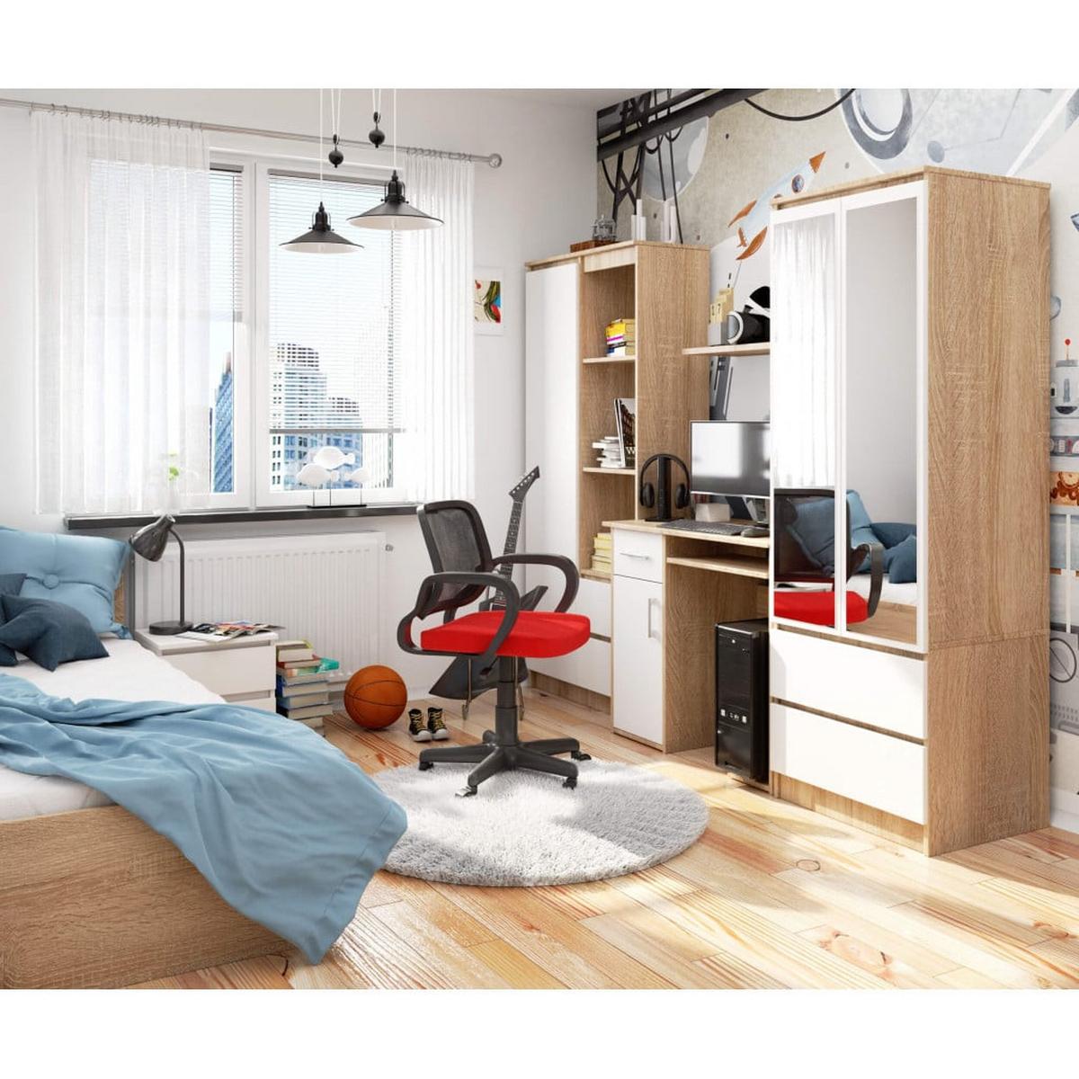 SCHREIBTISCH Eiche Sonoma, Weiß 74/90/50 - Weiß, Holzwerkstoff (90/50/74cm) - RAUMHIRSCH FURNITURE