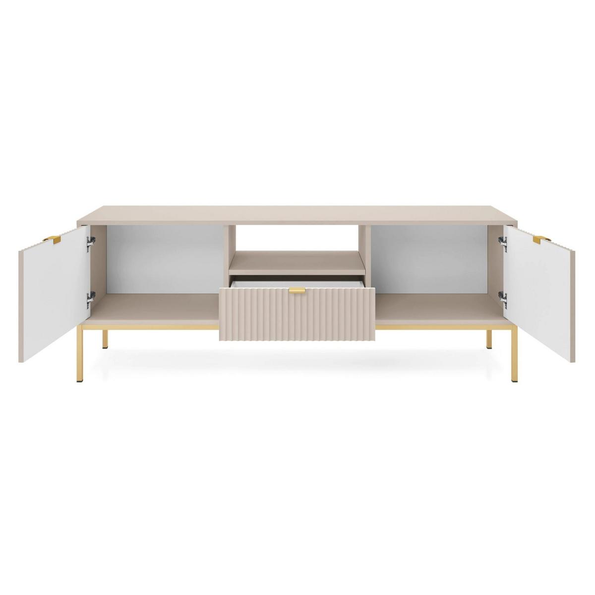 TV-LOWBOARD Vellore Greige / Gold 154 cm - Taupe/Goldfarben, Holzwerkstoff/Metall (154/56/39cm) - Selsey